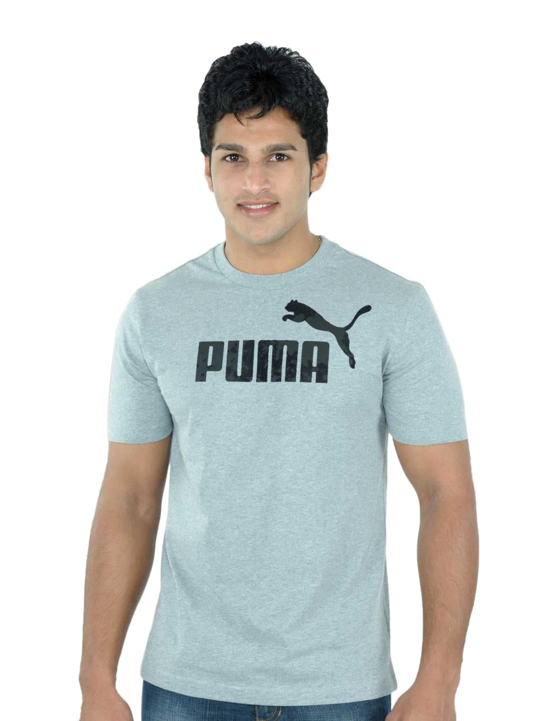 Puma Men Grey Solid Round Neck T-Shirt