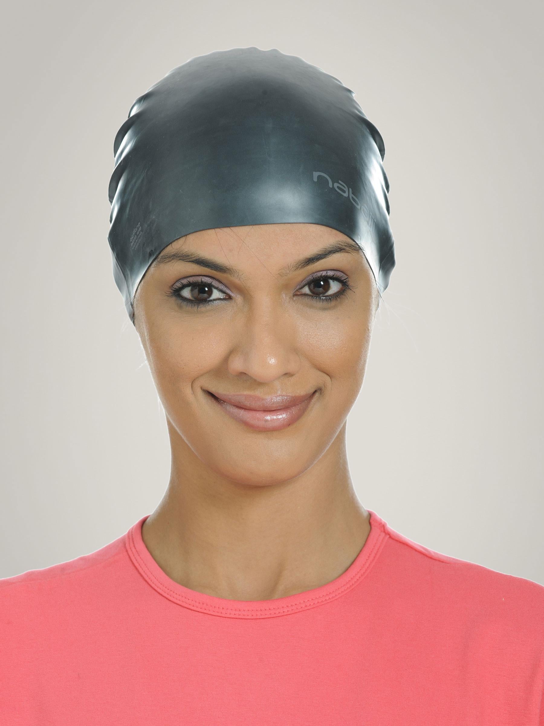 Nabaiji Unisex Black Silicone Swimming Cap