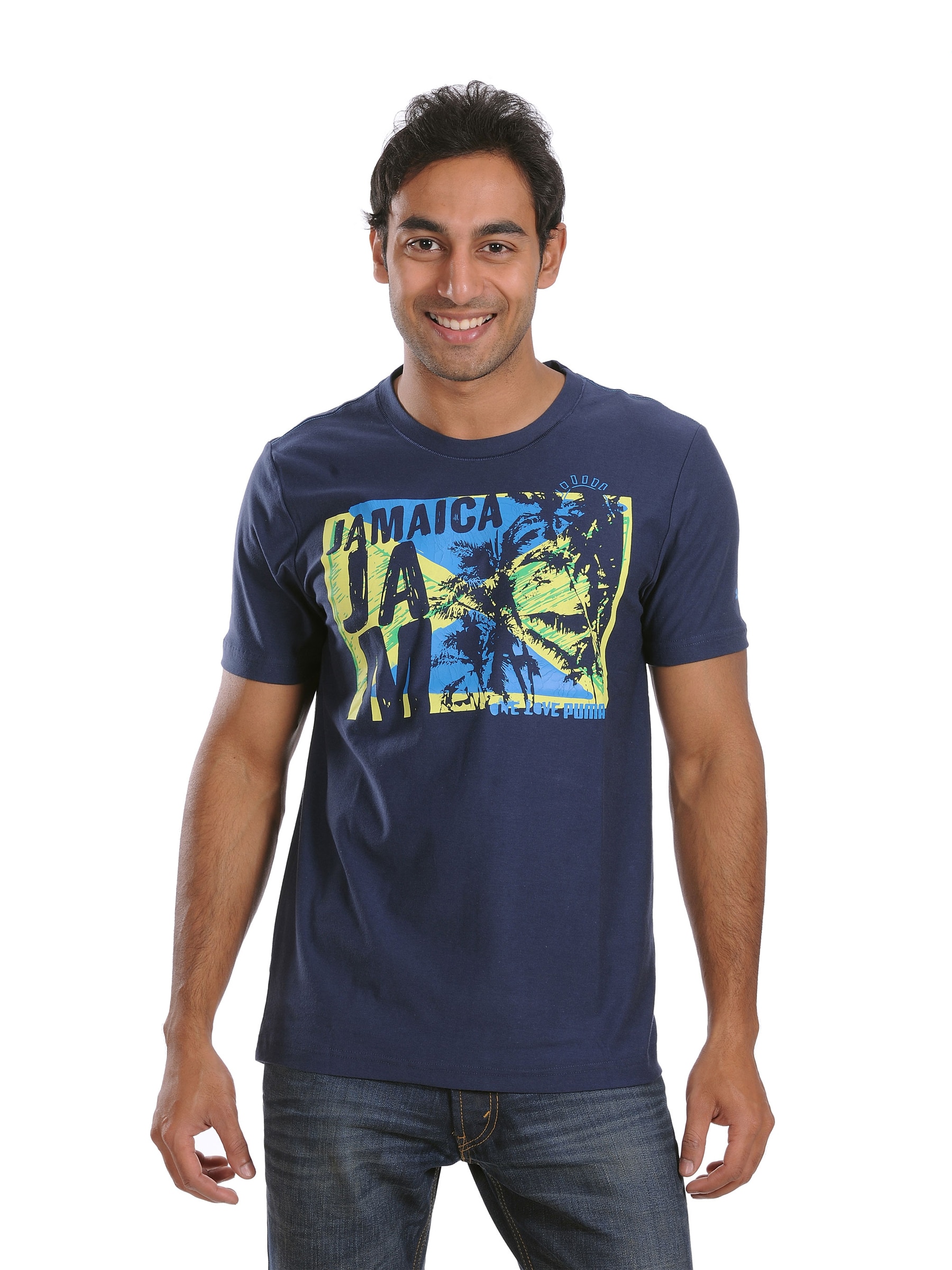 Puma Men's Jamaica Jam Navy Blue T-shirt