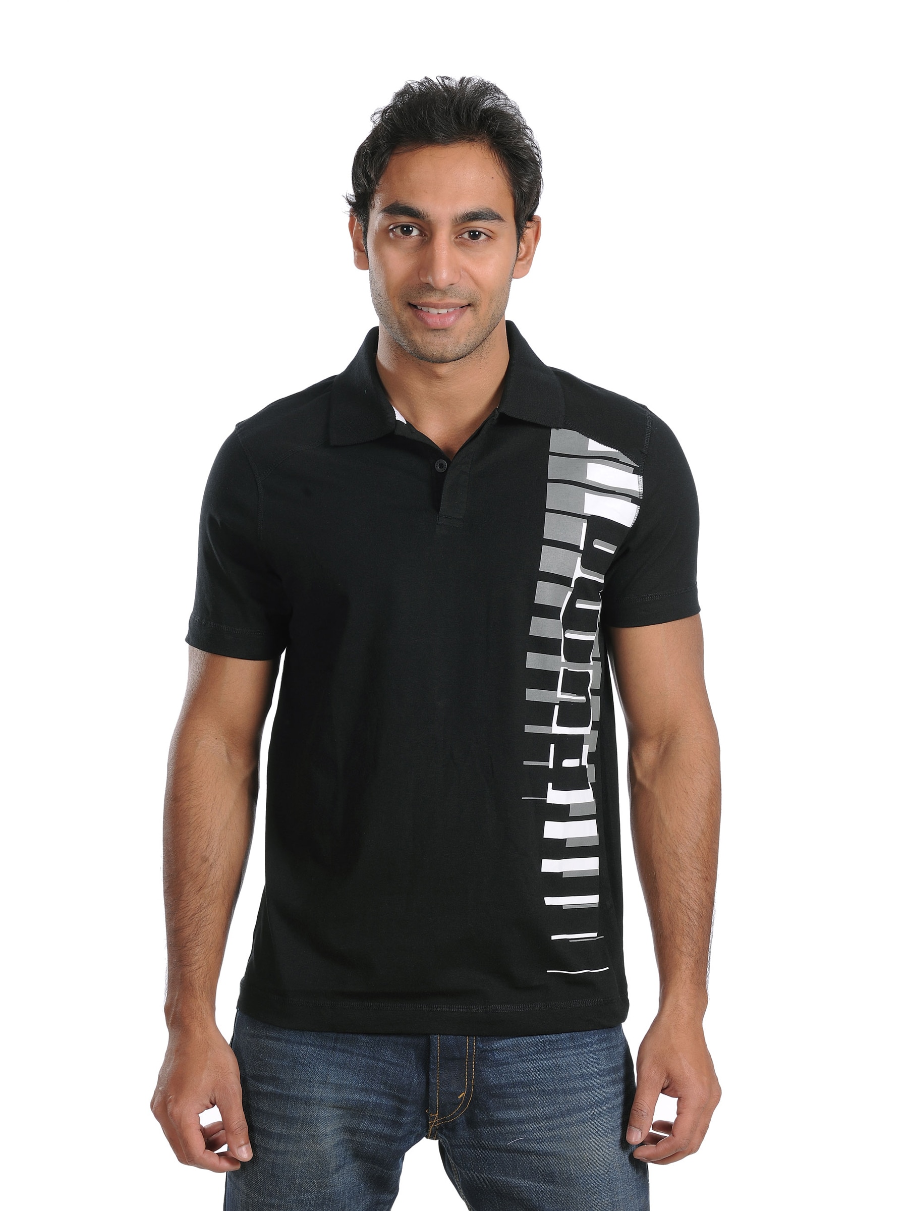 Puma Mens Keyboard Sidebar Black Polo T-shirt