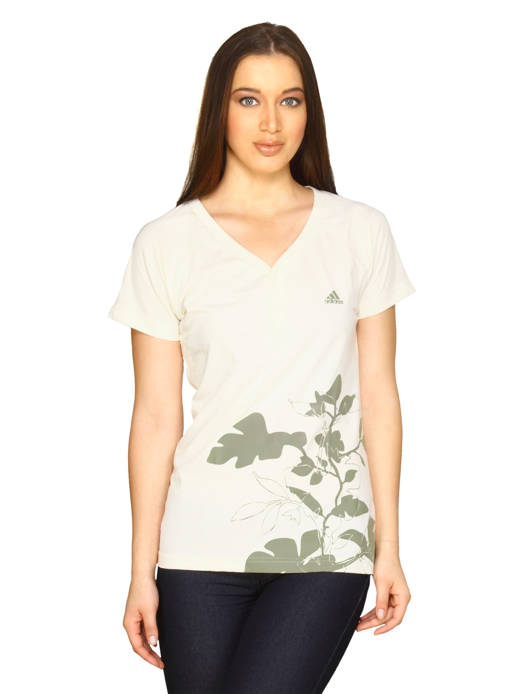 ADIDAS Women Graphic White T-shirt