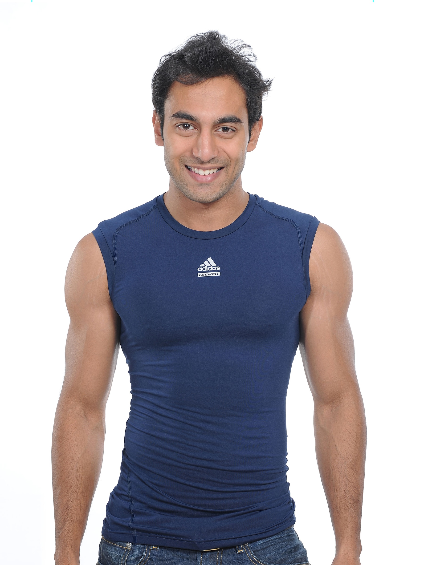 ADIDAS Mens Fitted Blue T-shirt