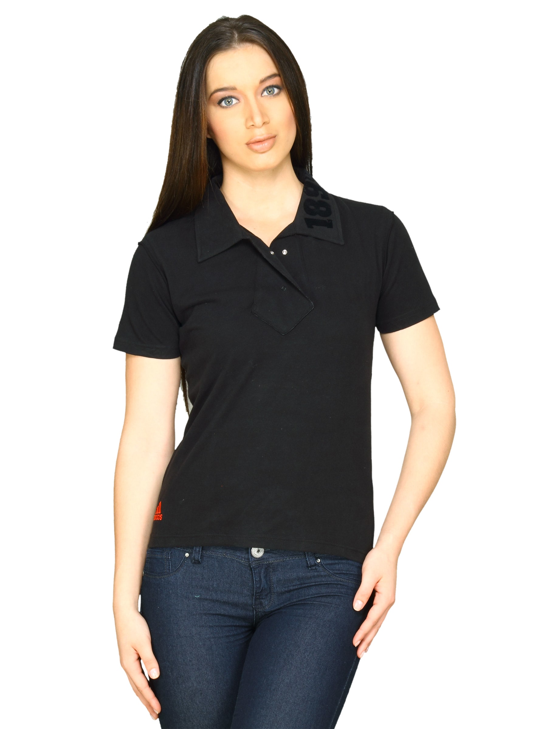 ADIDAS Women Polo Black Polo T-shirt