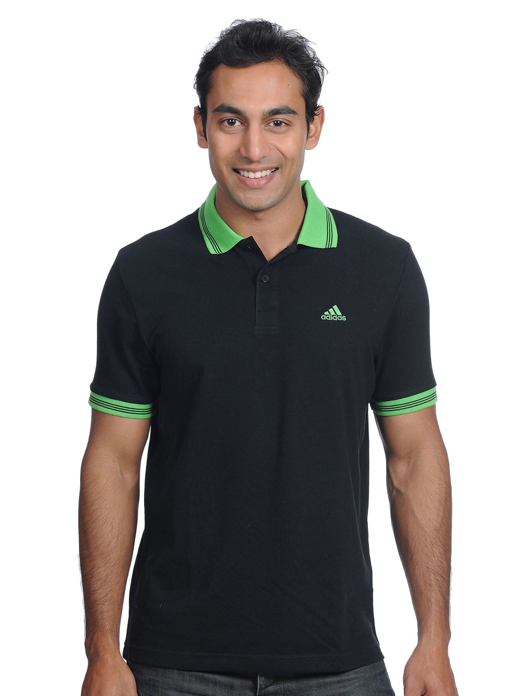 ADIDAS Mens Polo Black Polo T-shirt
