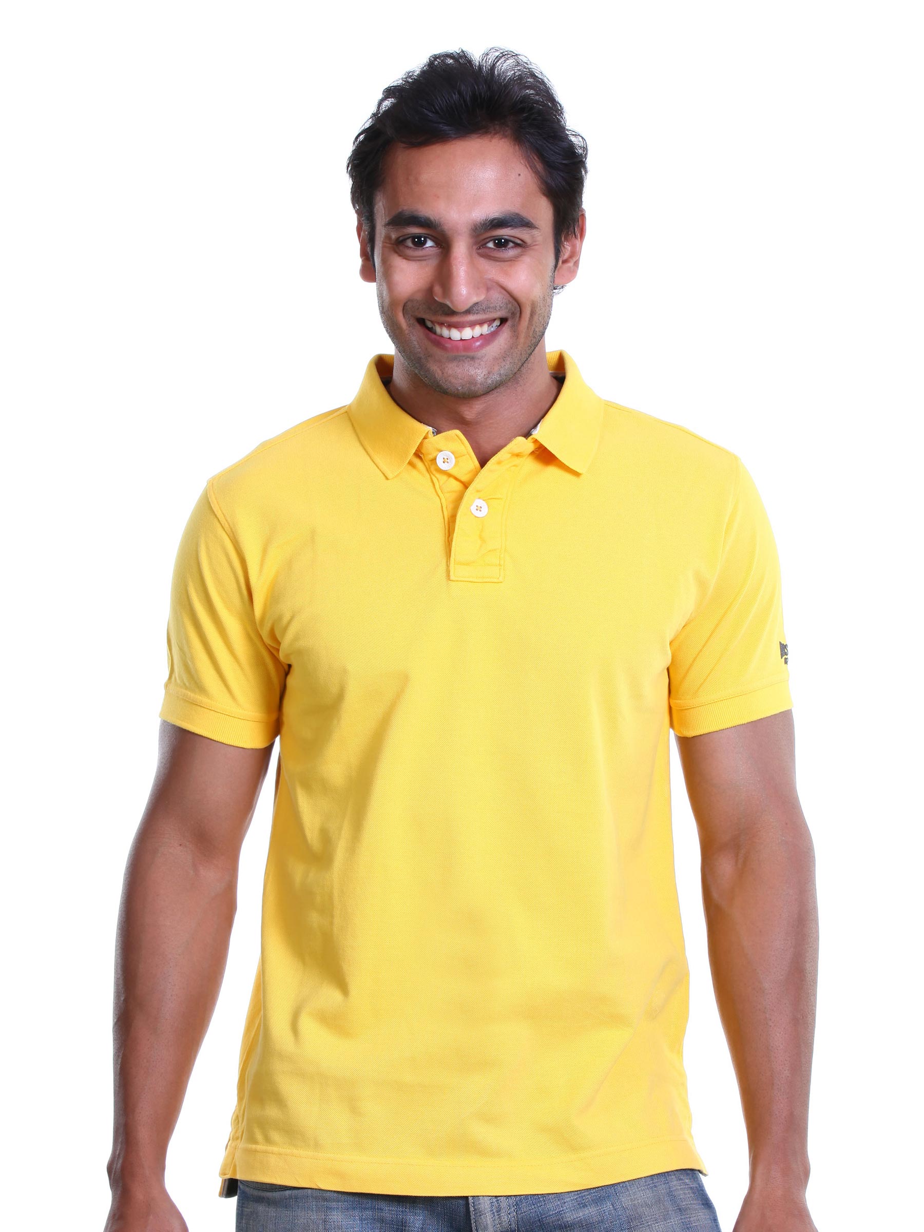 Basics Men Yellow Polo T-shirt