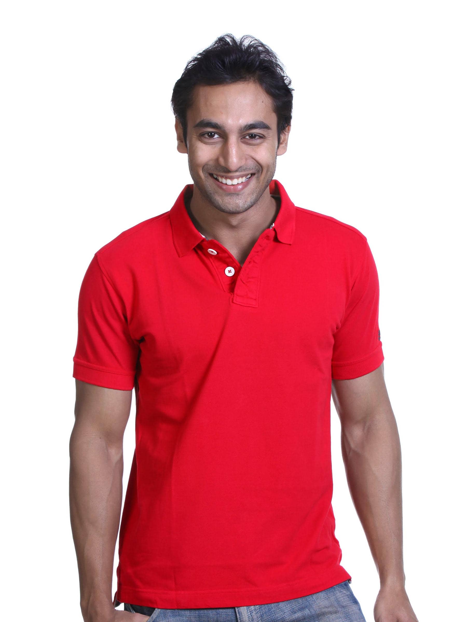 Basics Men Red Polo T-shirt