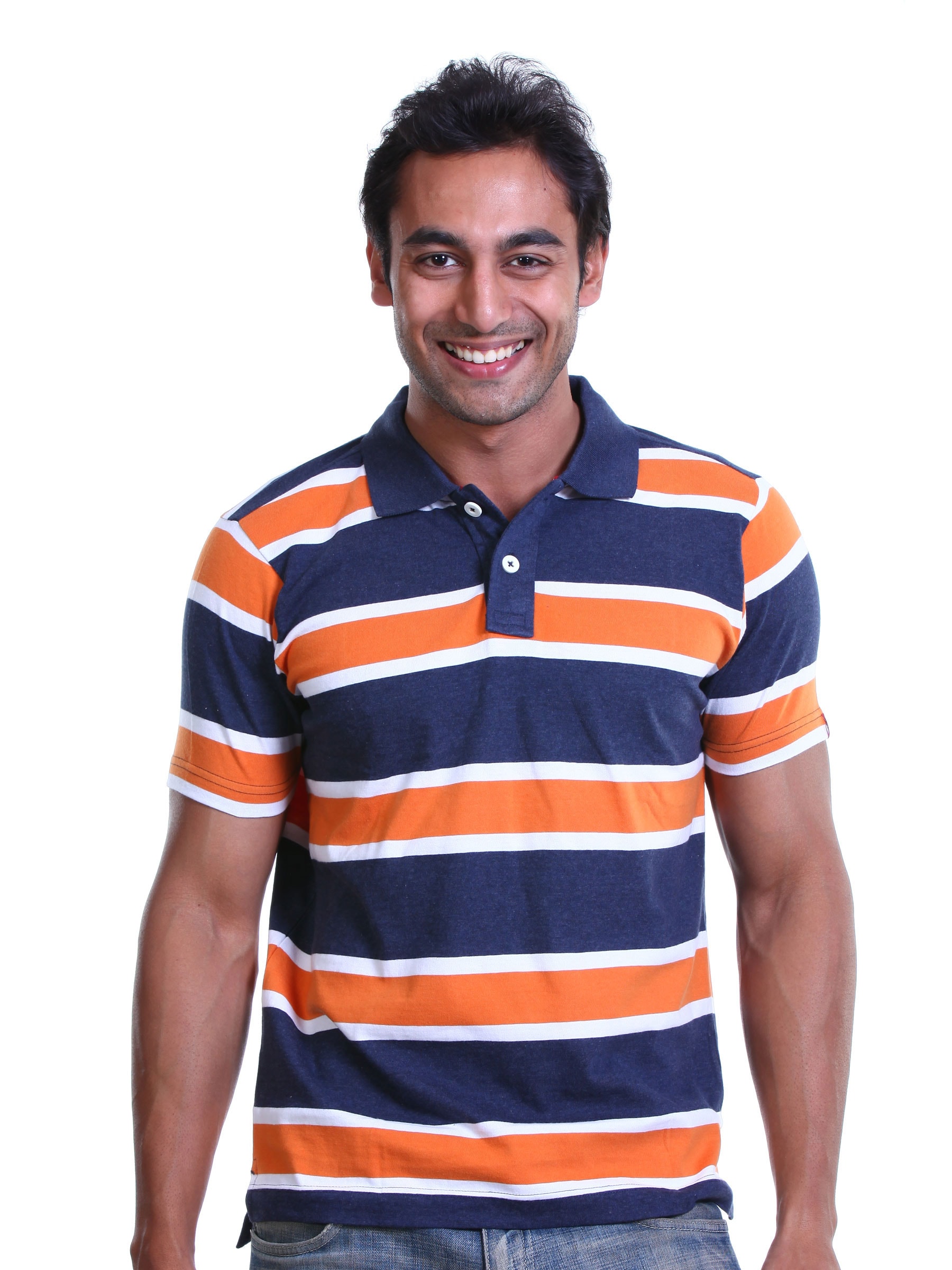 Probase Mens Probase Orange Stripe Polo tee T-shirt