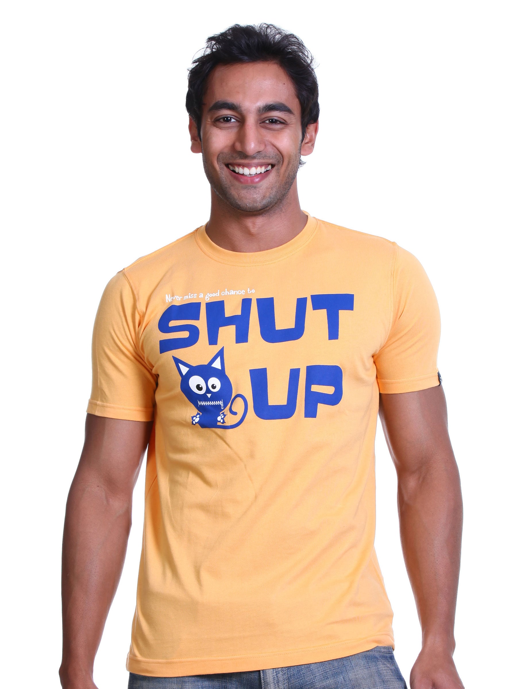Probase Mens Shut Up Yellow Tee T-shirt