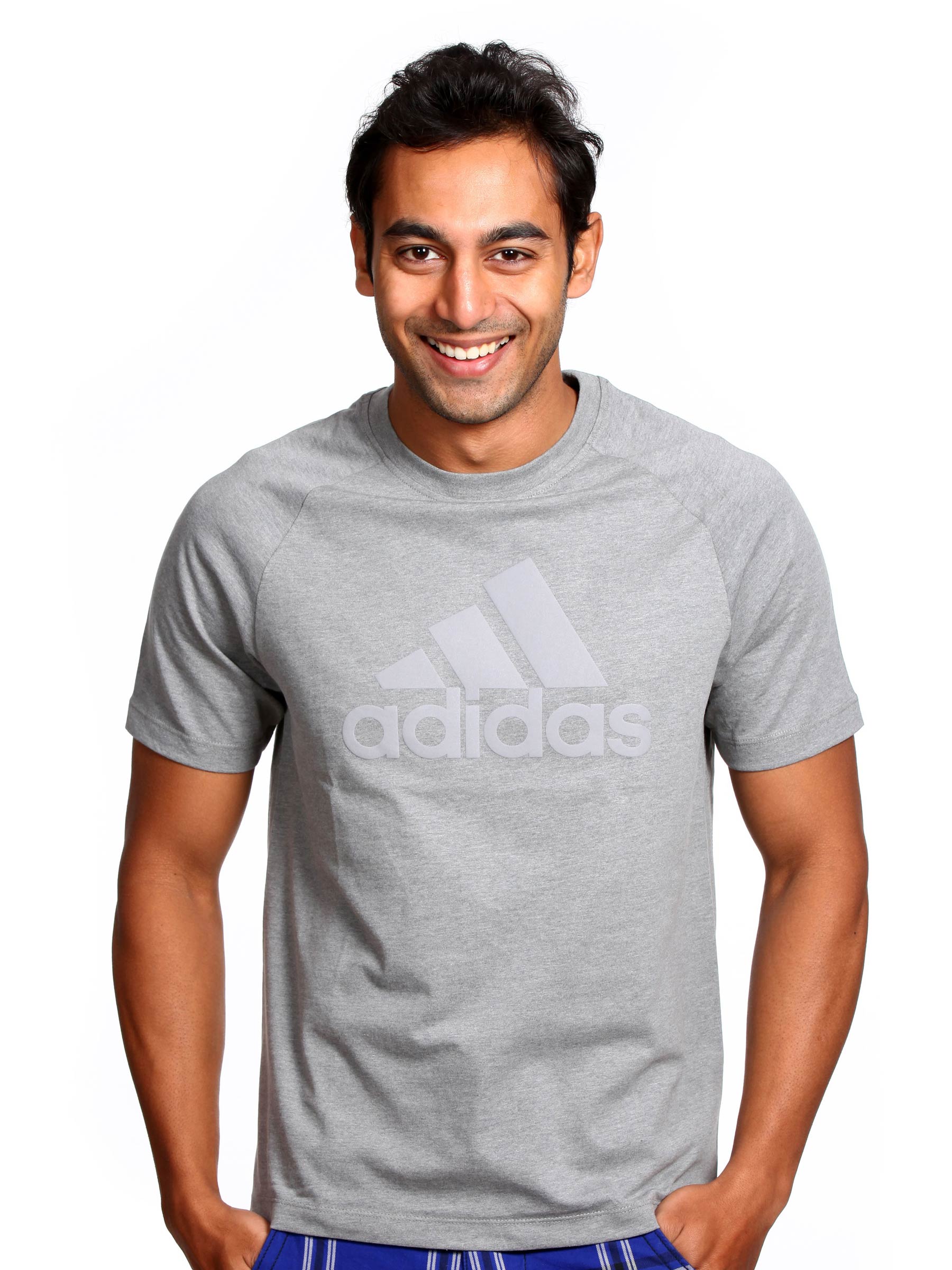 ADIDAS Men Grey Logo T-shirt