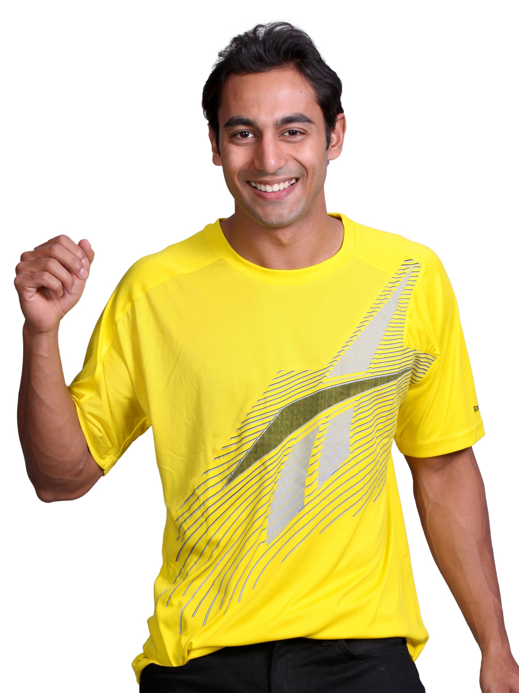 Reebok Men Graphic Yellow T-shirt