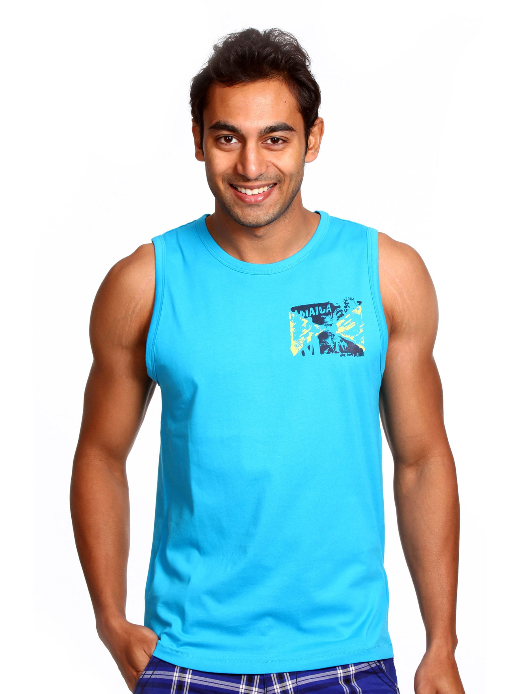 Puma Men's Sleevless-Hawaian Blue T-shirt