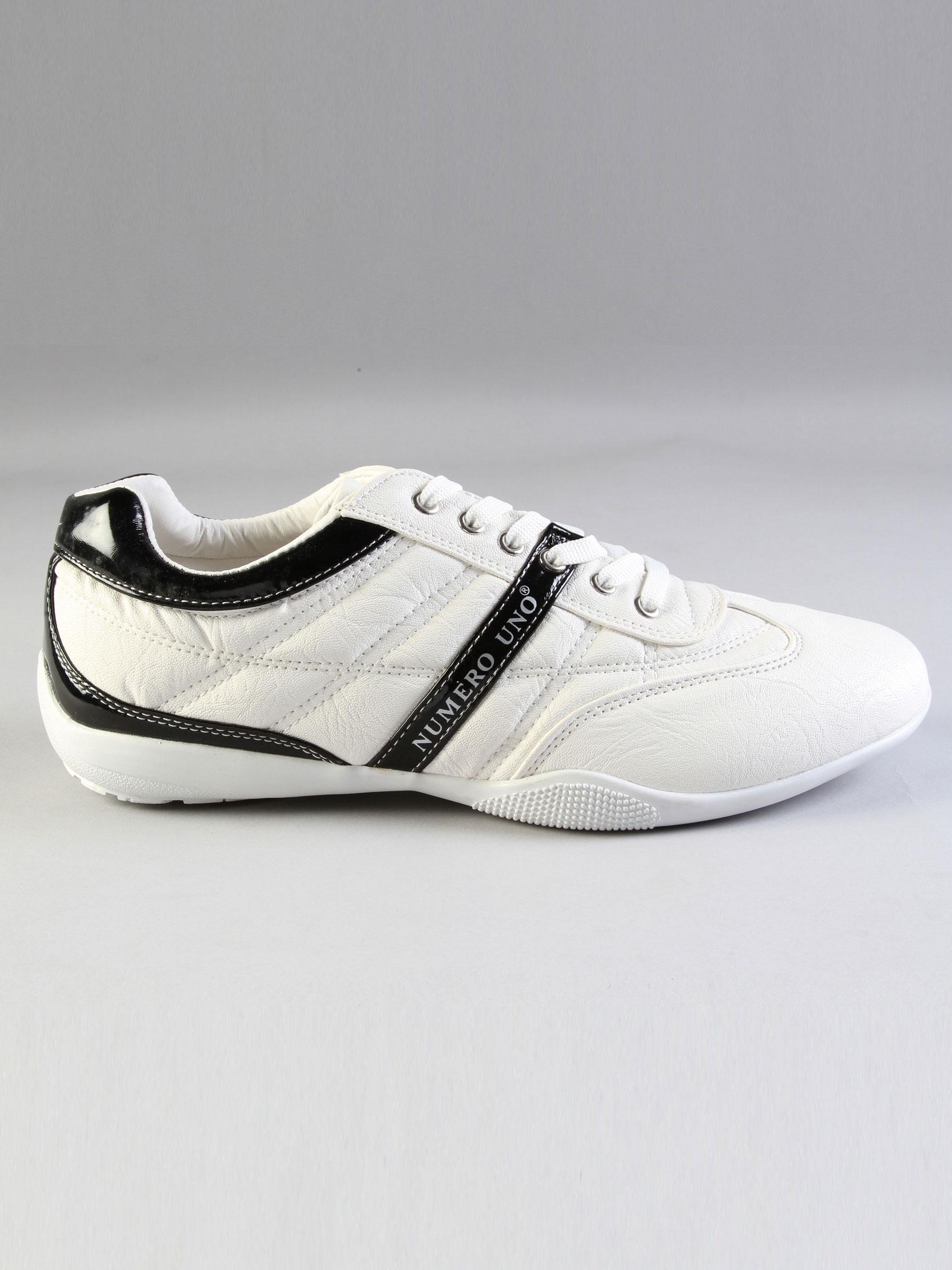 Numero Uno Men's Casual White Black Leatherette Shoe