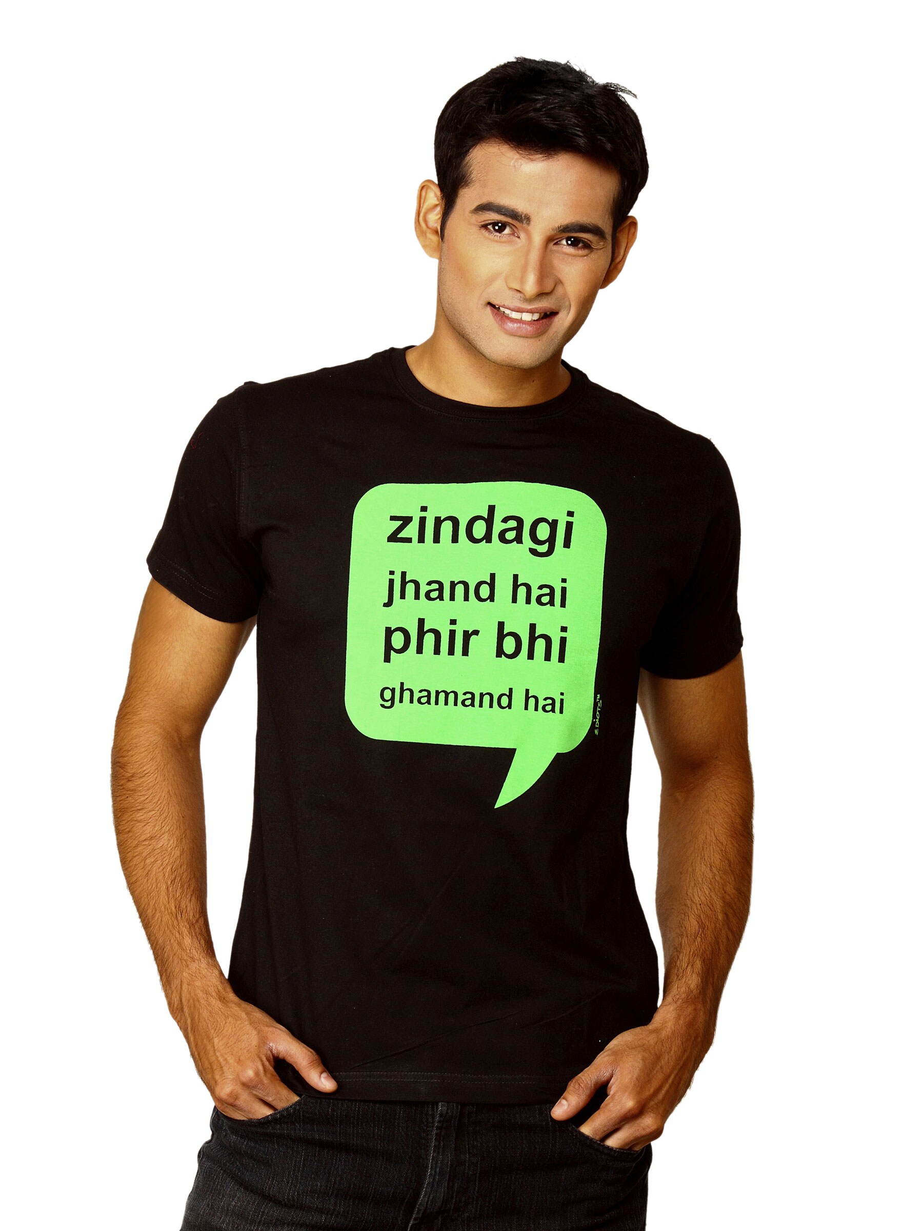 Ediots Men's Zindagi Jhand Hai Black T-shirt