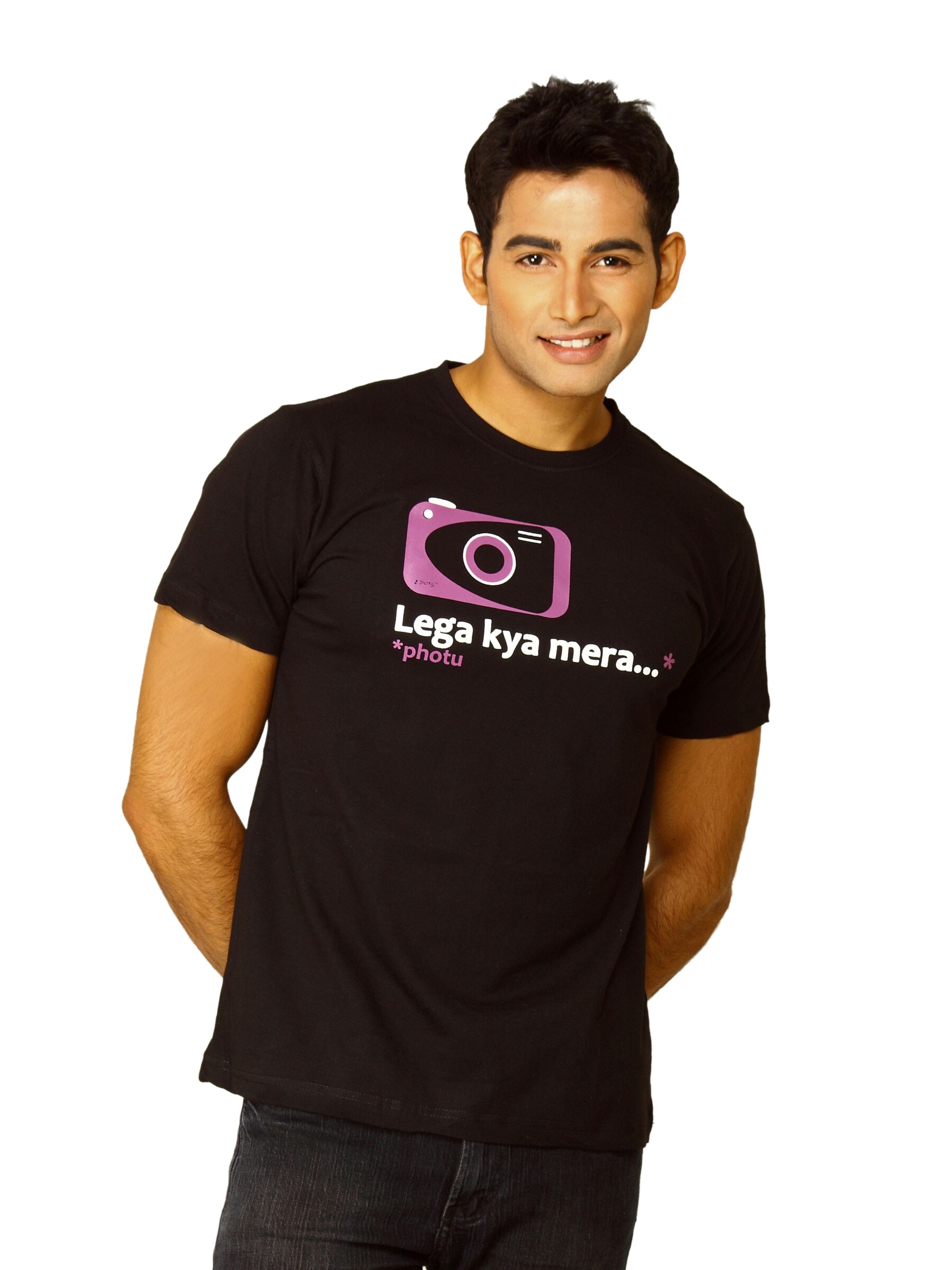 Ediots Men's Lega Kya Photu Black T-shirt