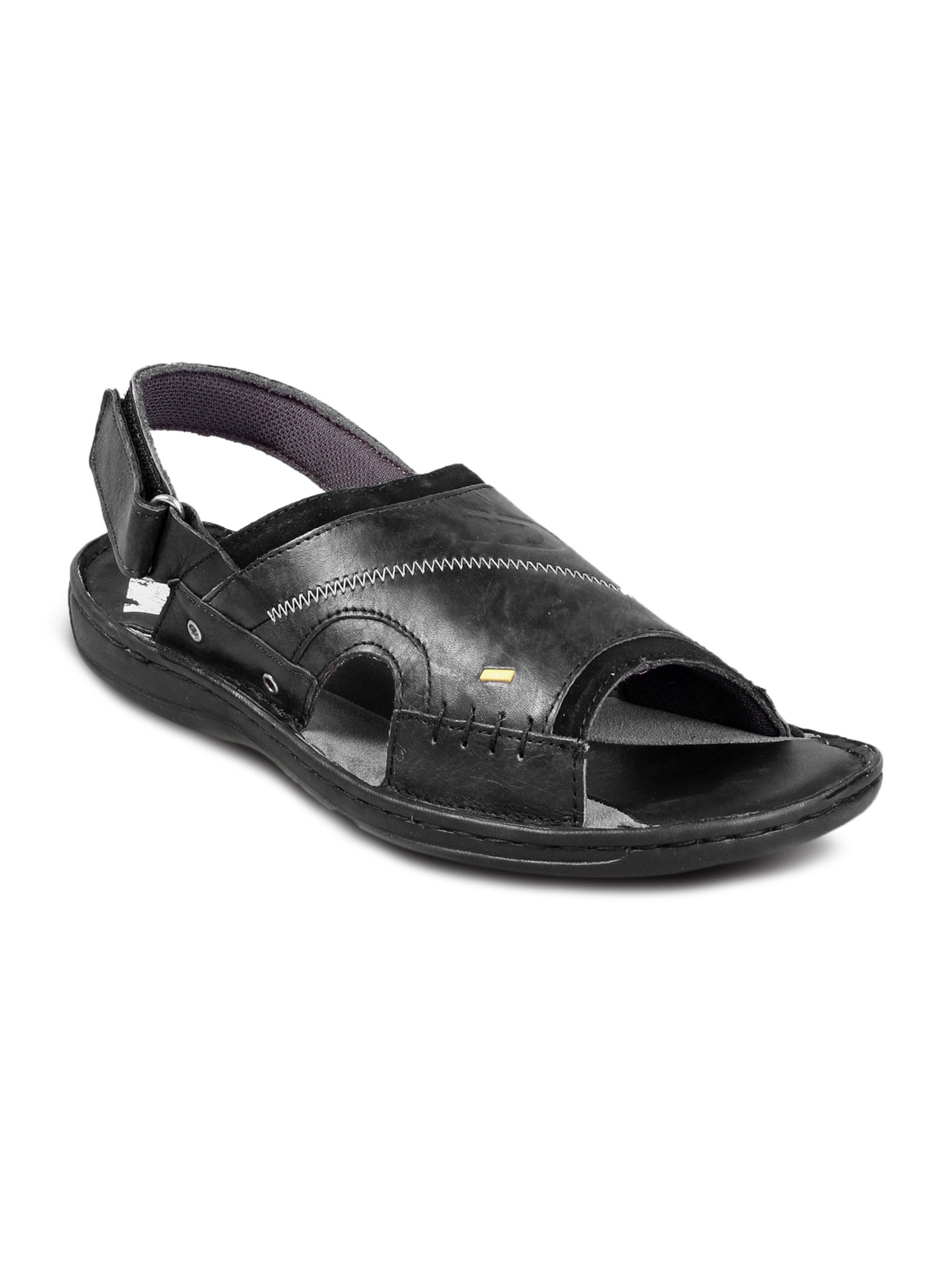 iD Men Casual Leather/Felt Charcoal Sandal