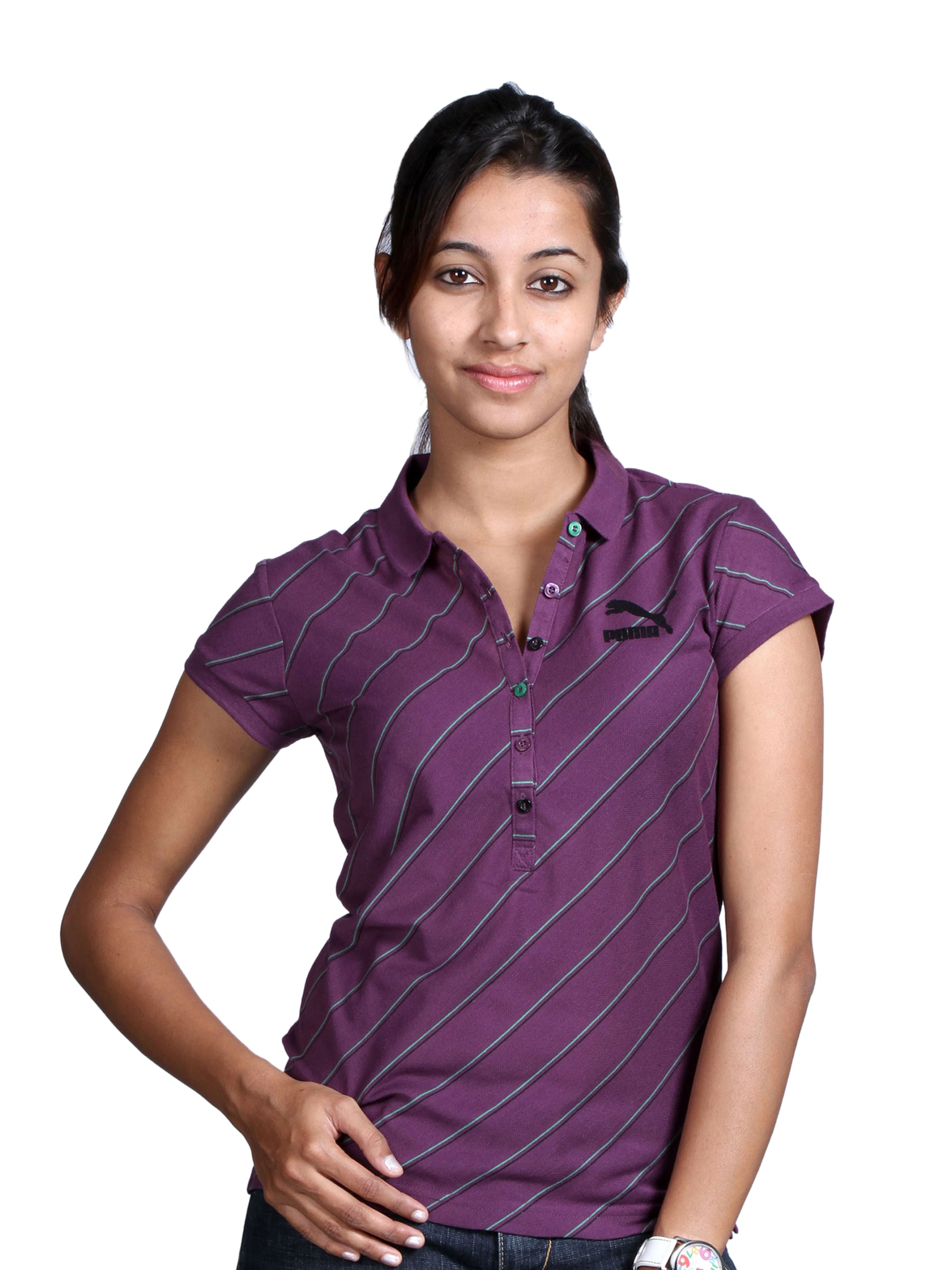 Puma Women's Lifestyle Purple Polo T-shirt