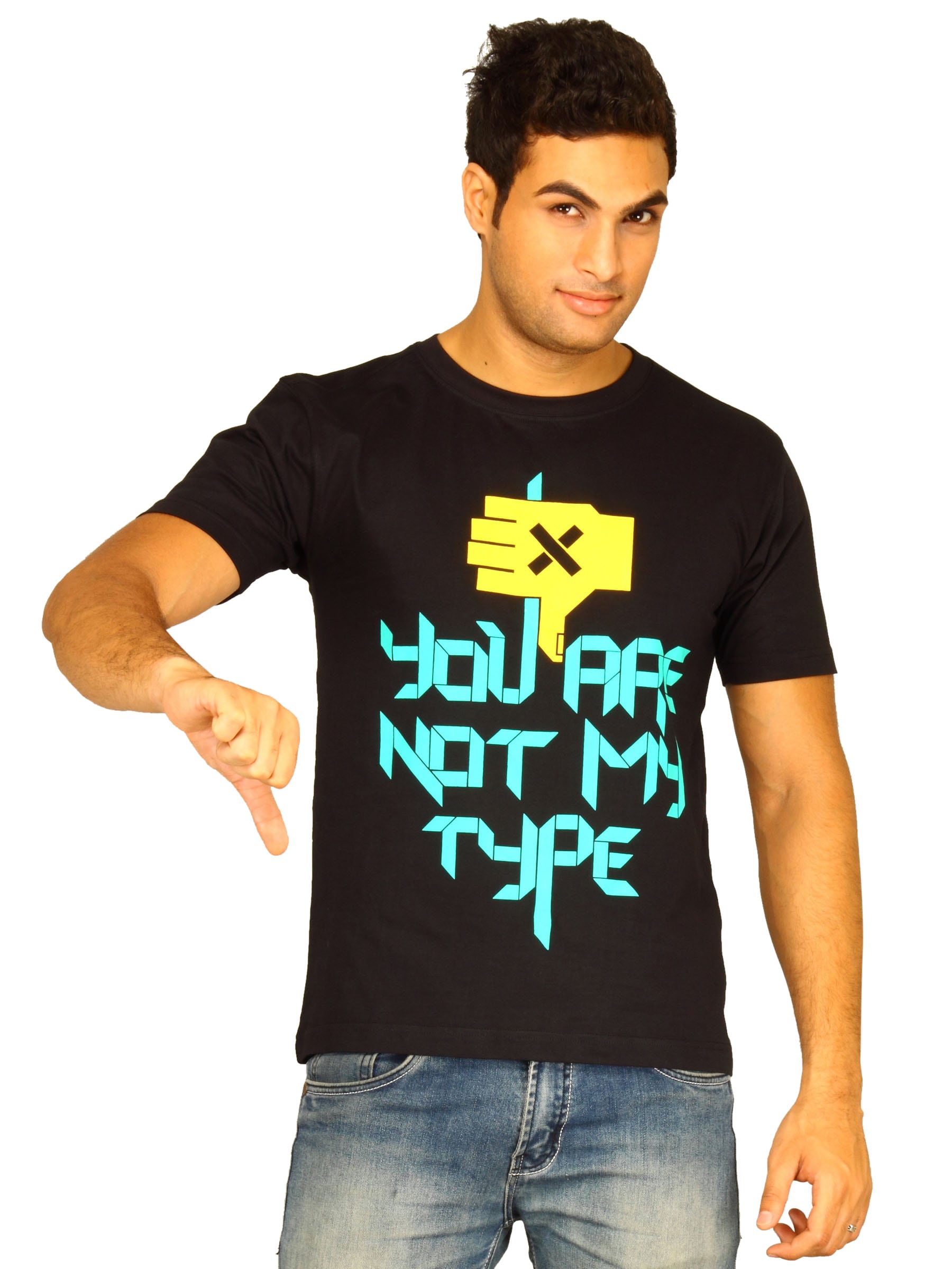 Myntra Men's You Are Not My Type Black T-shirt