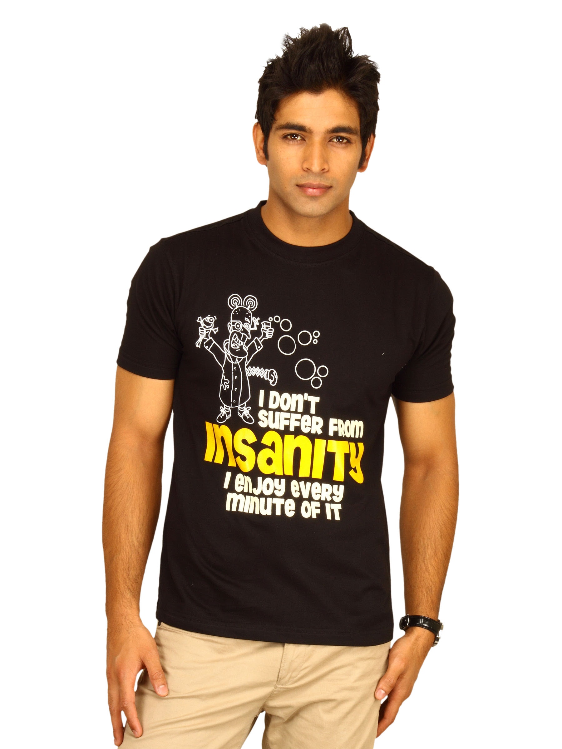 Myntra Men's I don't suffer from insanity Black T-shirt