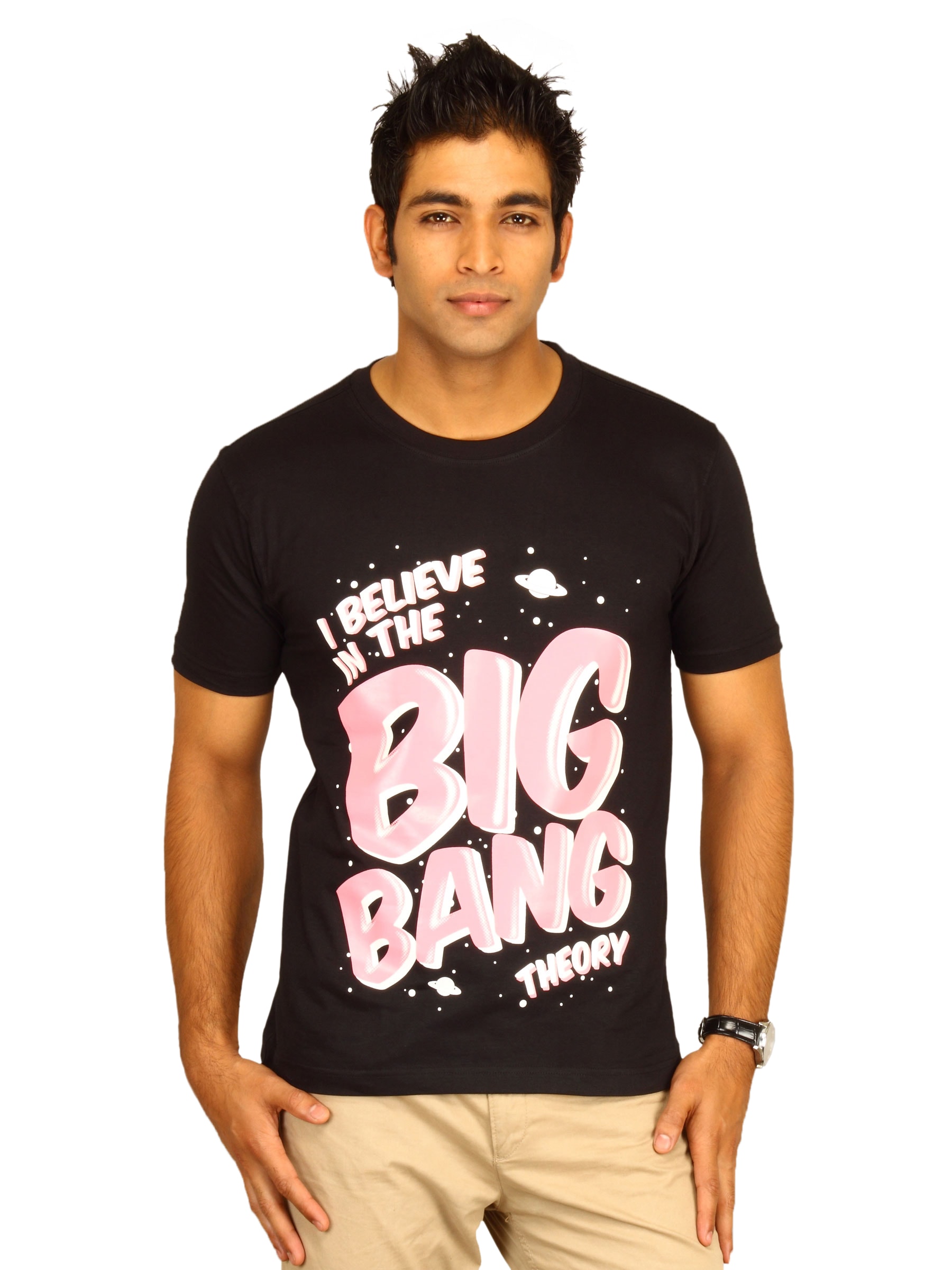Myntra Men's I Believe Big Bang Theory Black T-shirt