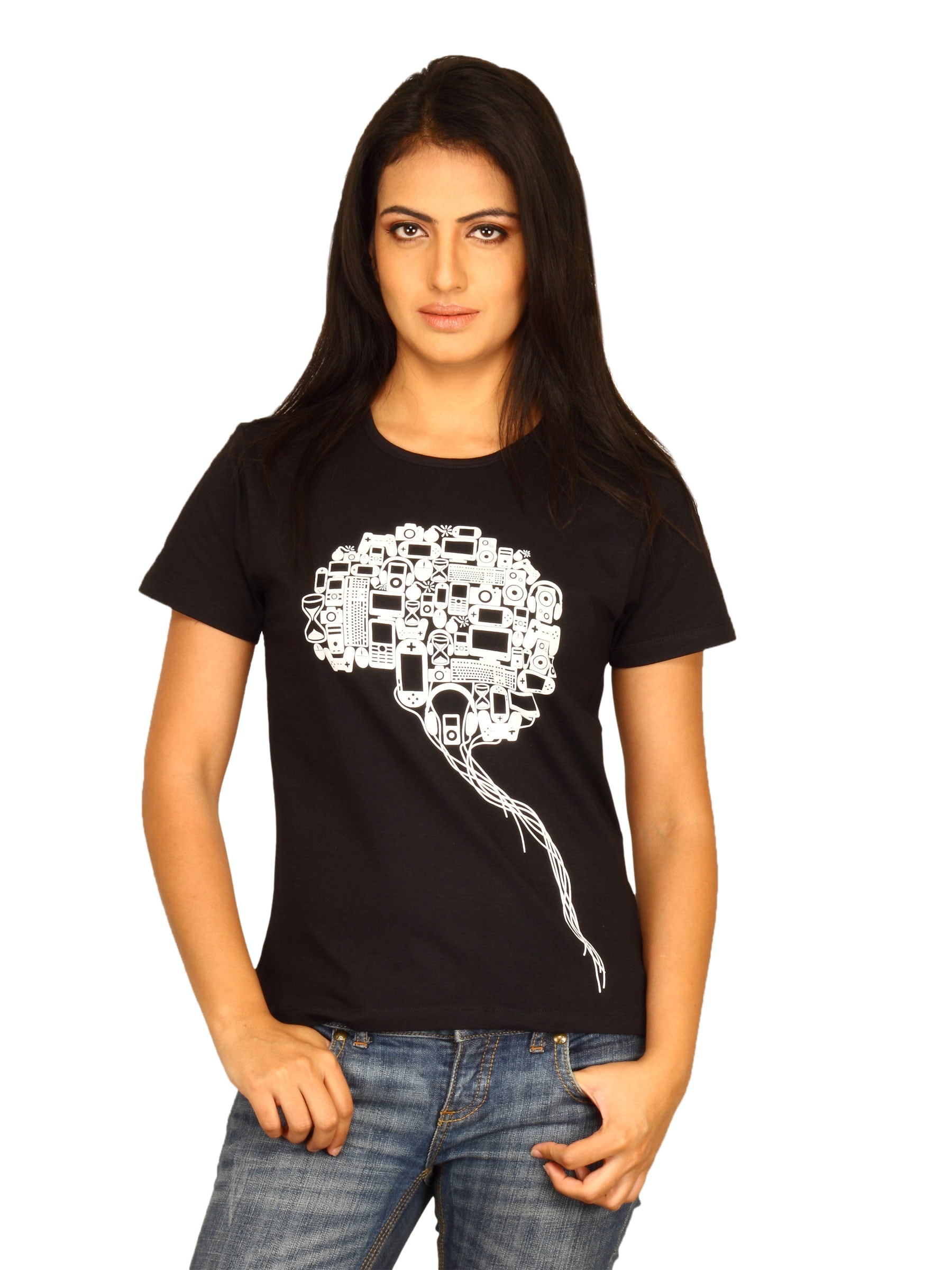 Myntra Women Brain Black T-shirt