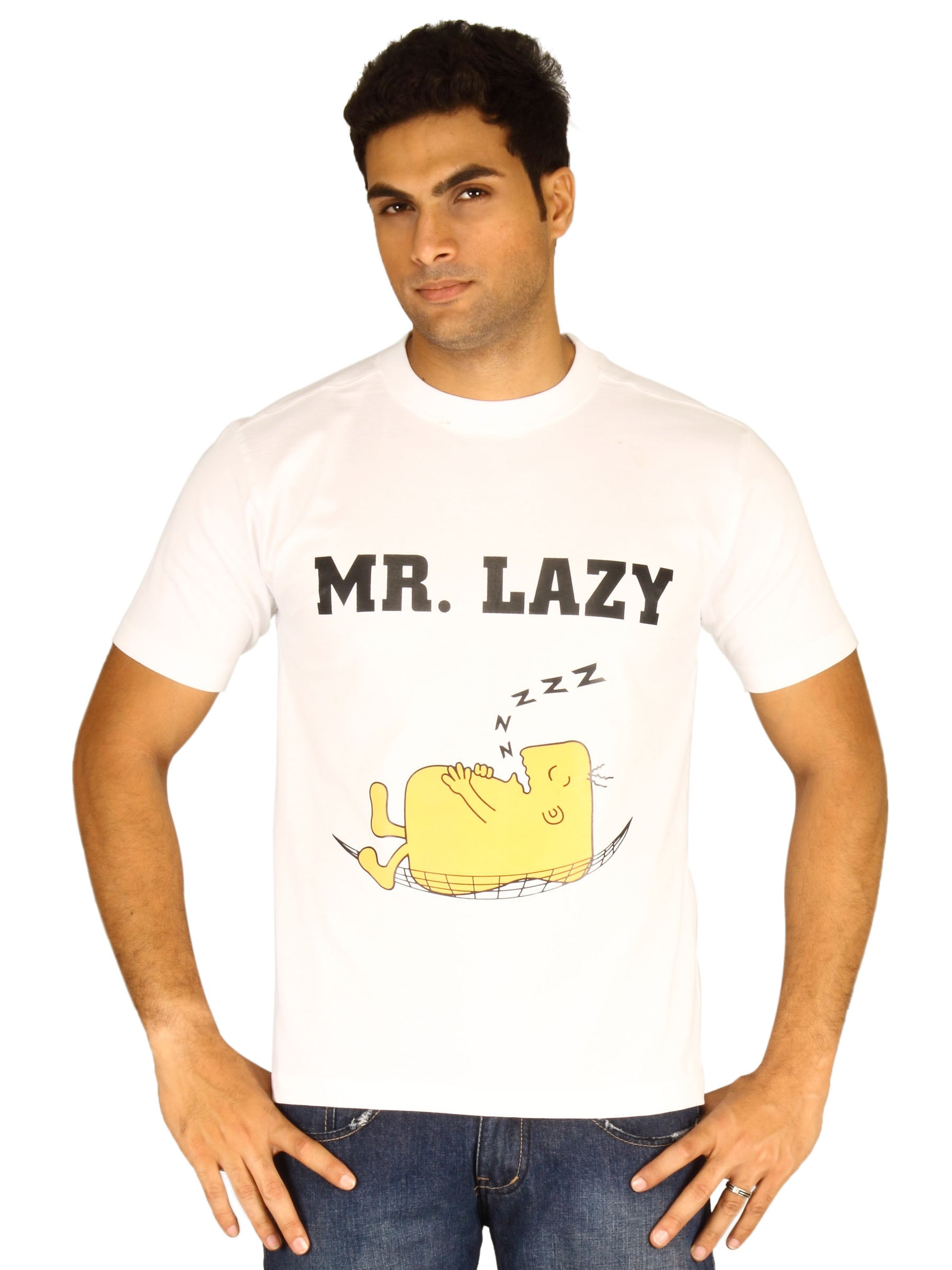 Myntra Men's Lazy White T-shirt