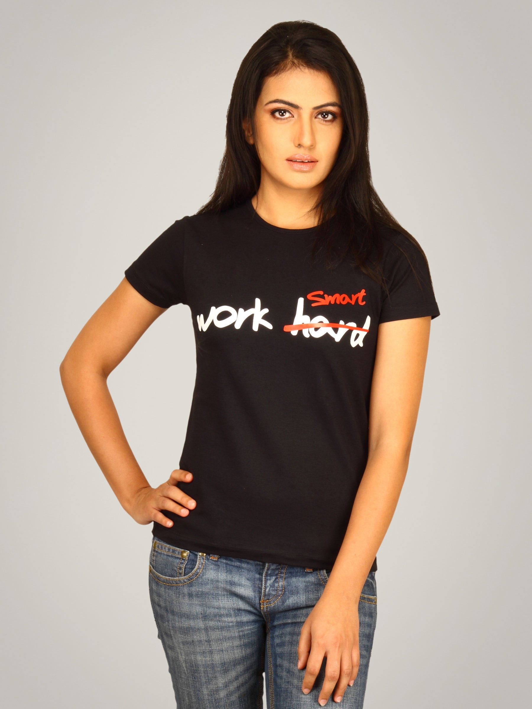 Myntra Women's Work Hard/ Smart T-shirt