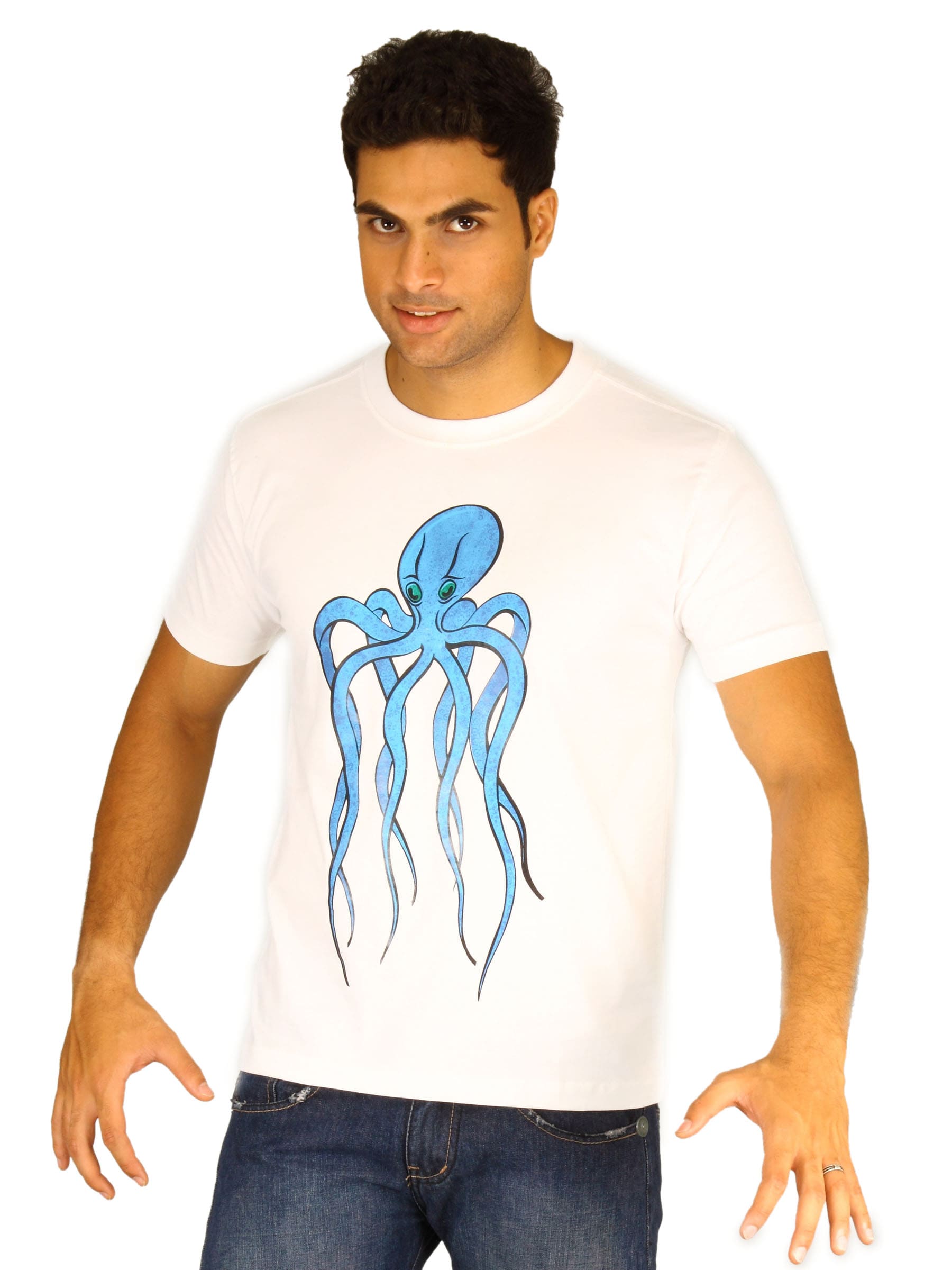 Myntra Men's Octopus White T-shirt