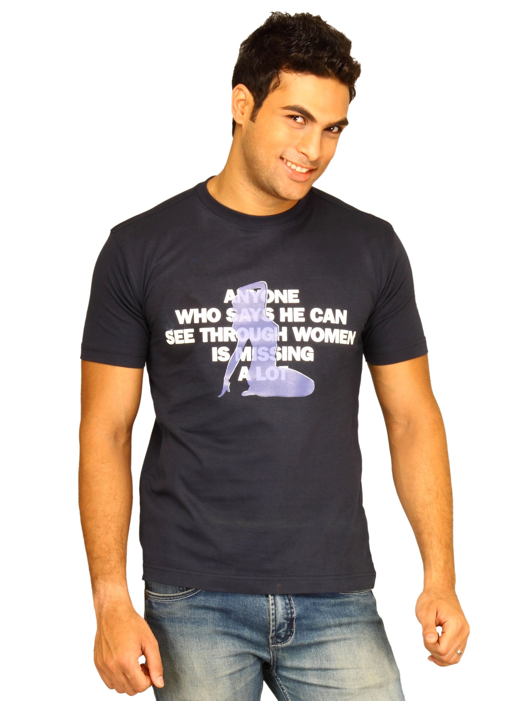 Myntra Men's Anyone Who Says Navy Blue T-shirt