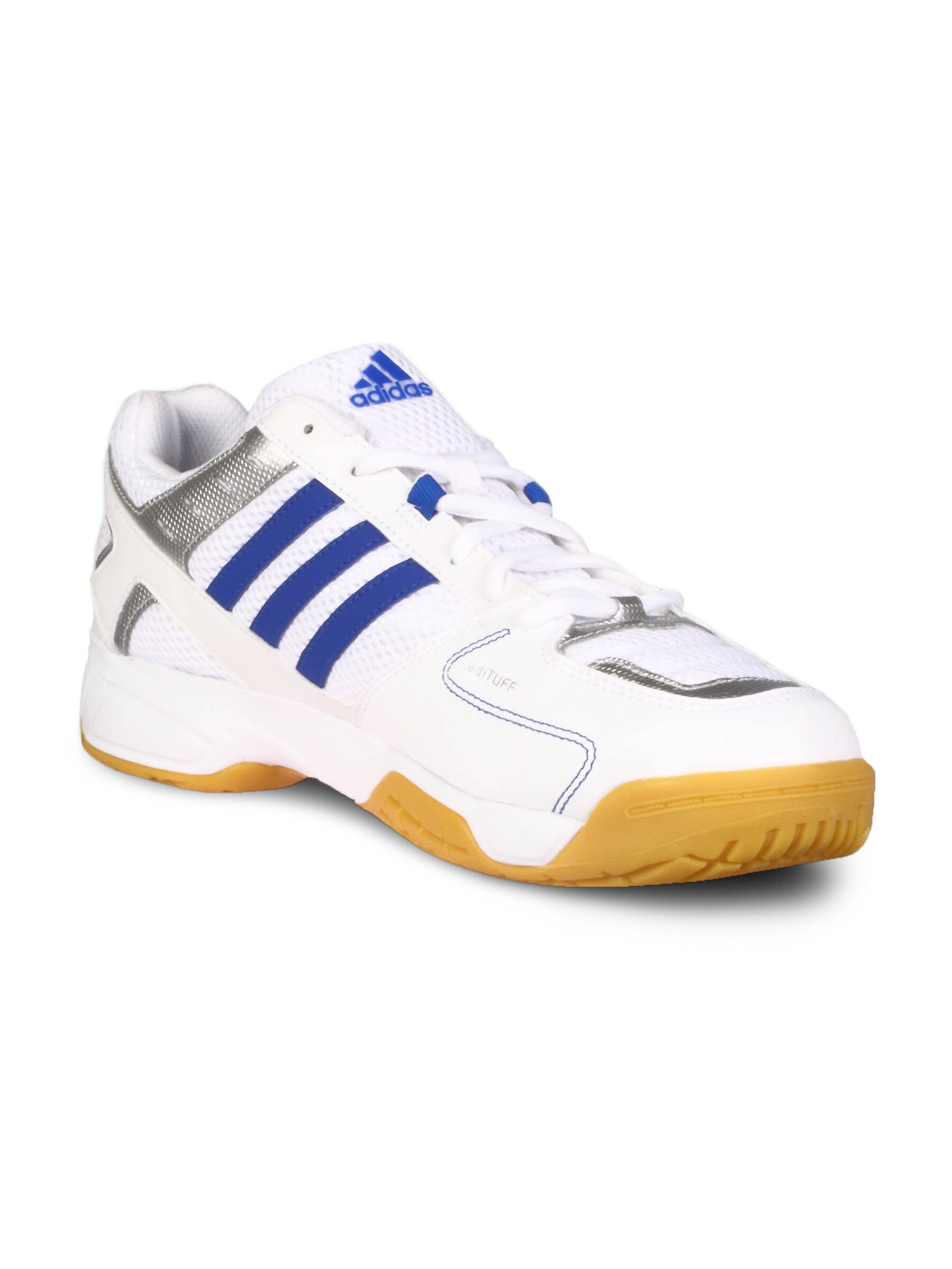 ADIDAS Men Court White Blue Metallic Stripes Shoe
