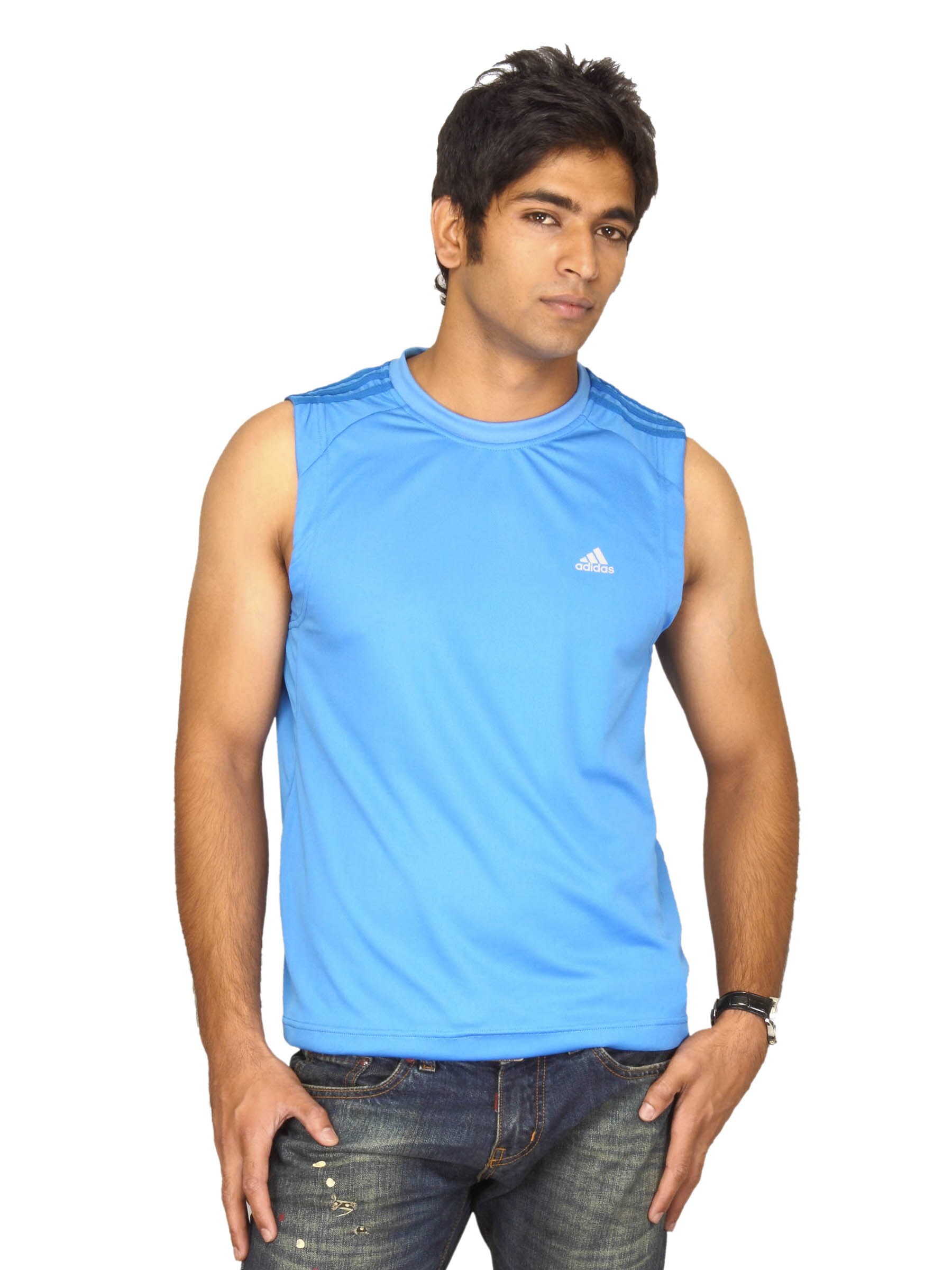 ADIDAS Men's Fresh Blue Sleeveless T-shirt