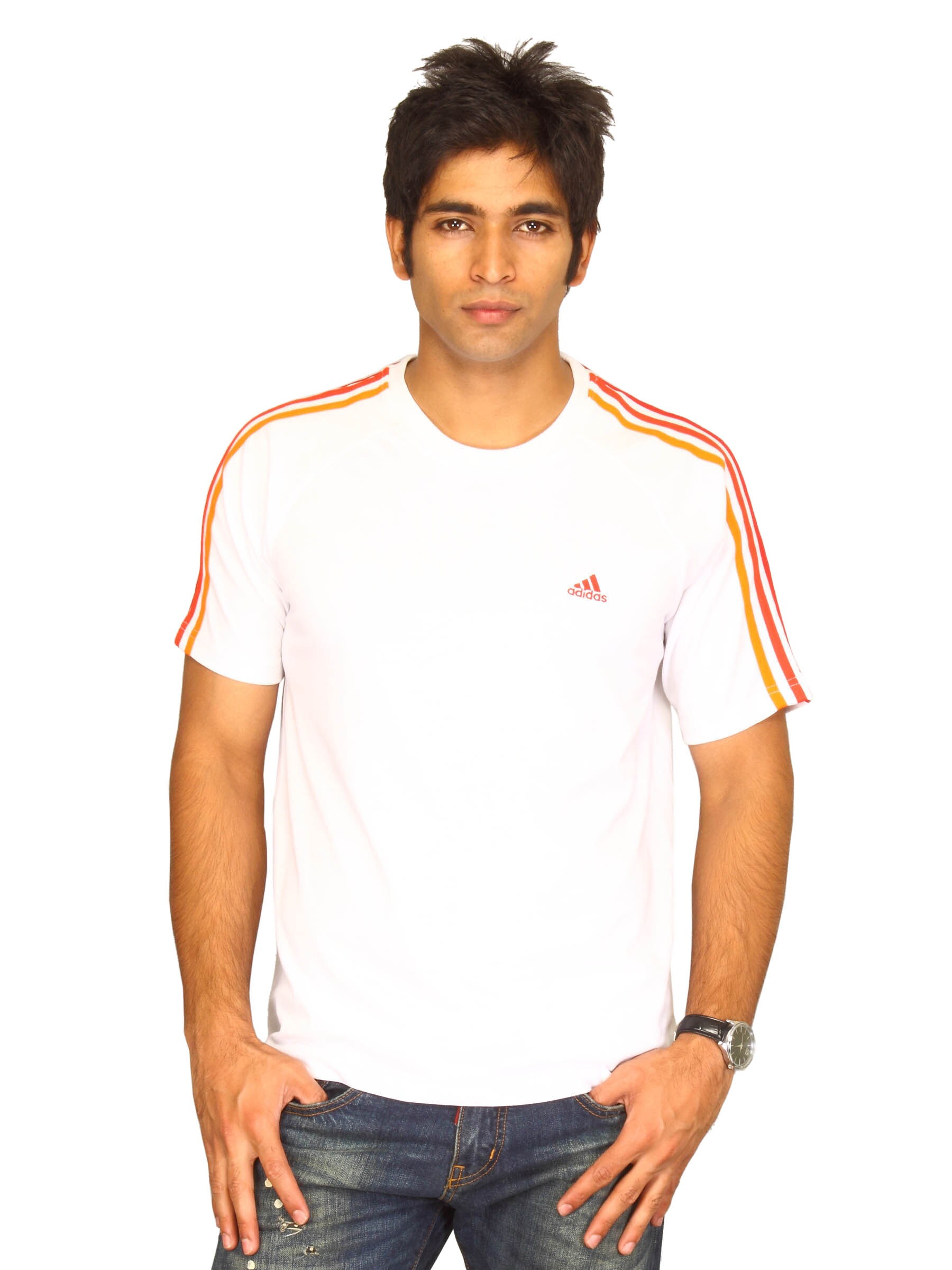 ADIDAS Men's White Universal Red Stripe T-shirt