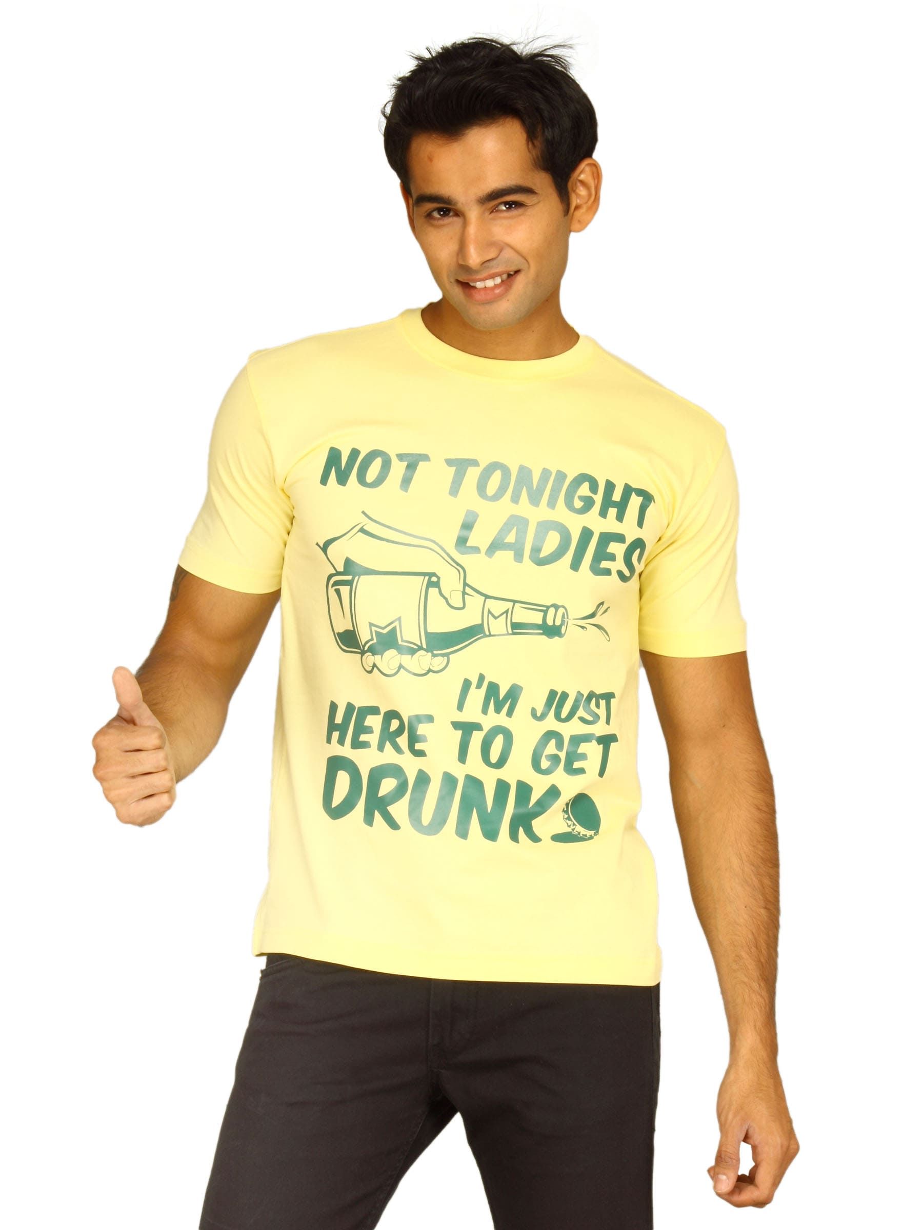 Myntra Men's Not Tonight Ladies Yellow T-shirt