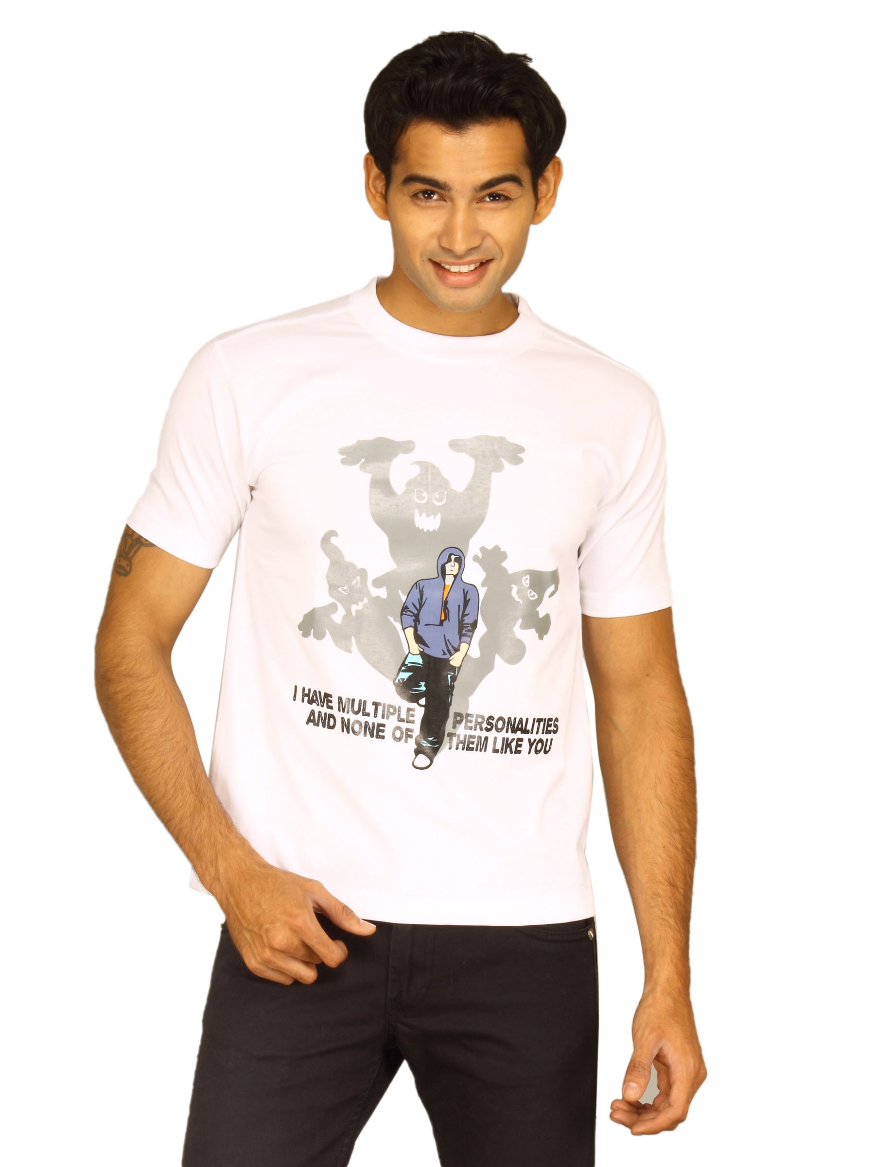 Myntra Men's I have Multiple Personalities White T-shirt