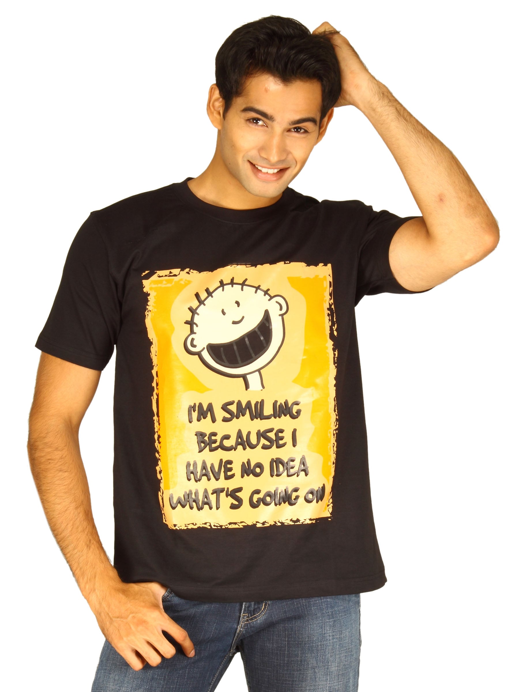 Myntra Men's I'm Smiling Because Black T-shirt
