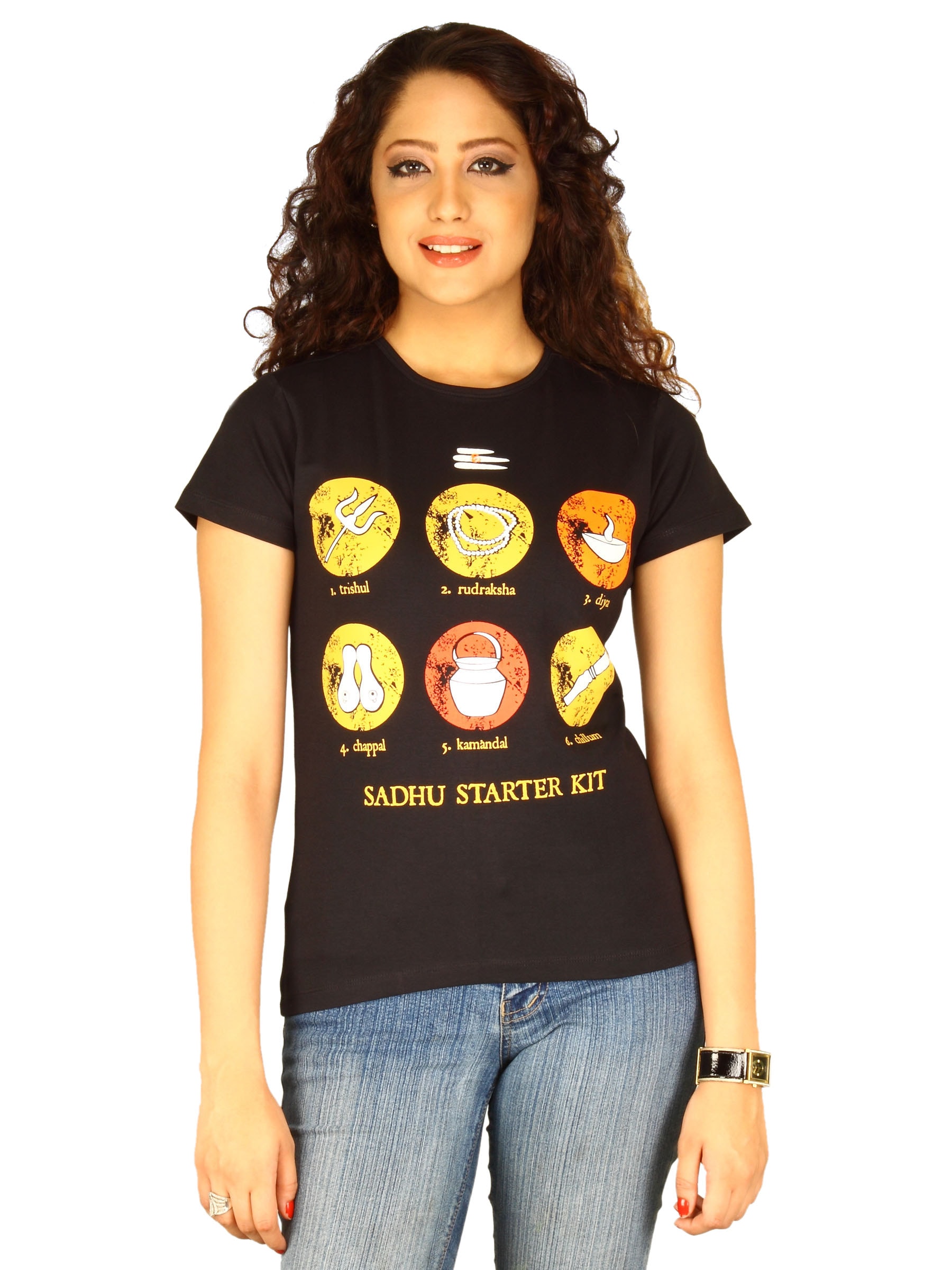 Myntra Women's Saadhu Starter Kit Black T-shirt