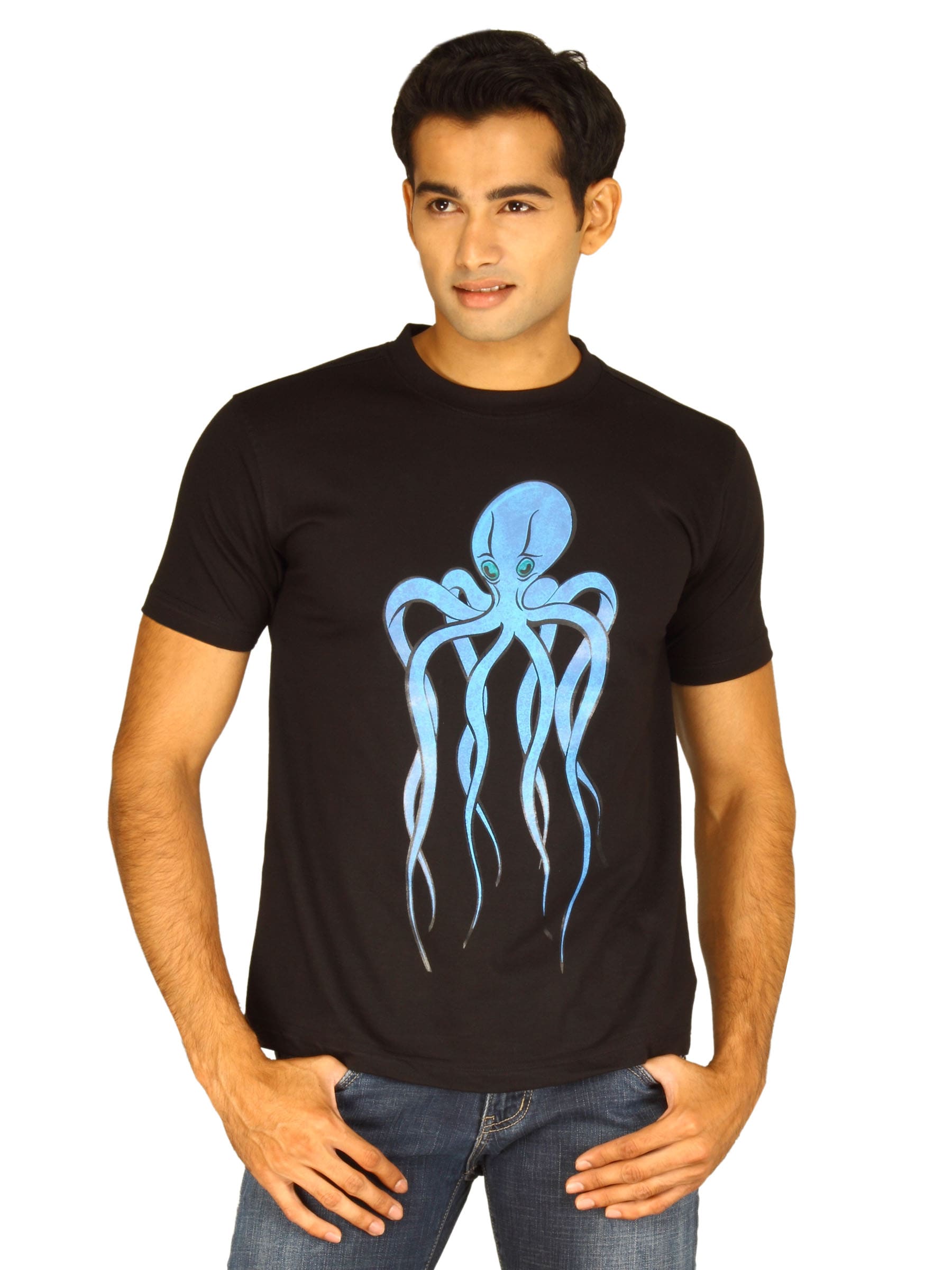 Myntra Mens Octopus Black T-shirt