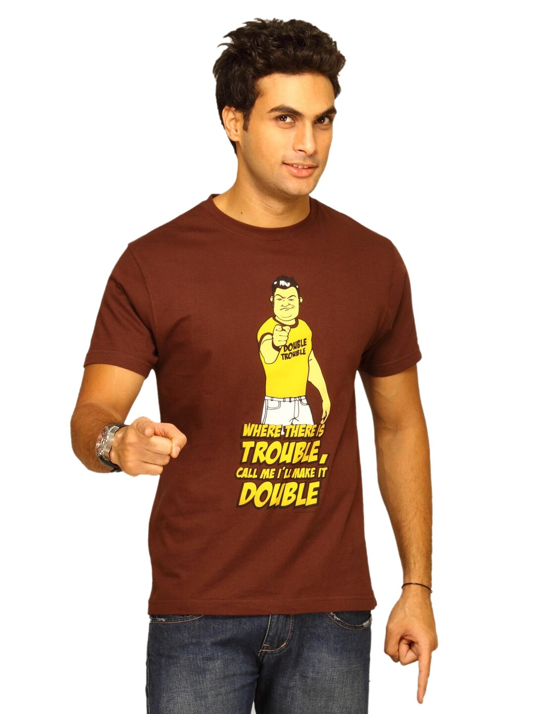 Inkfruit Men's Double Trouble Brown T-shirt