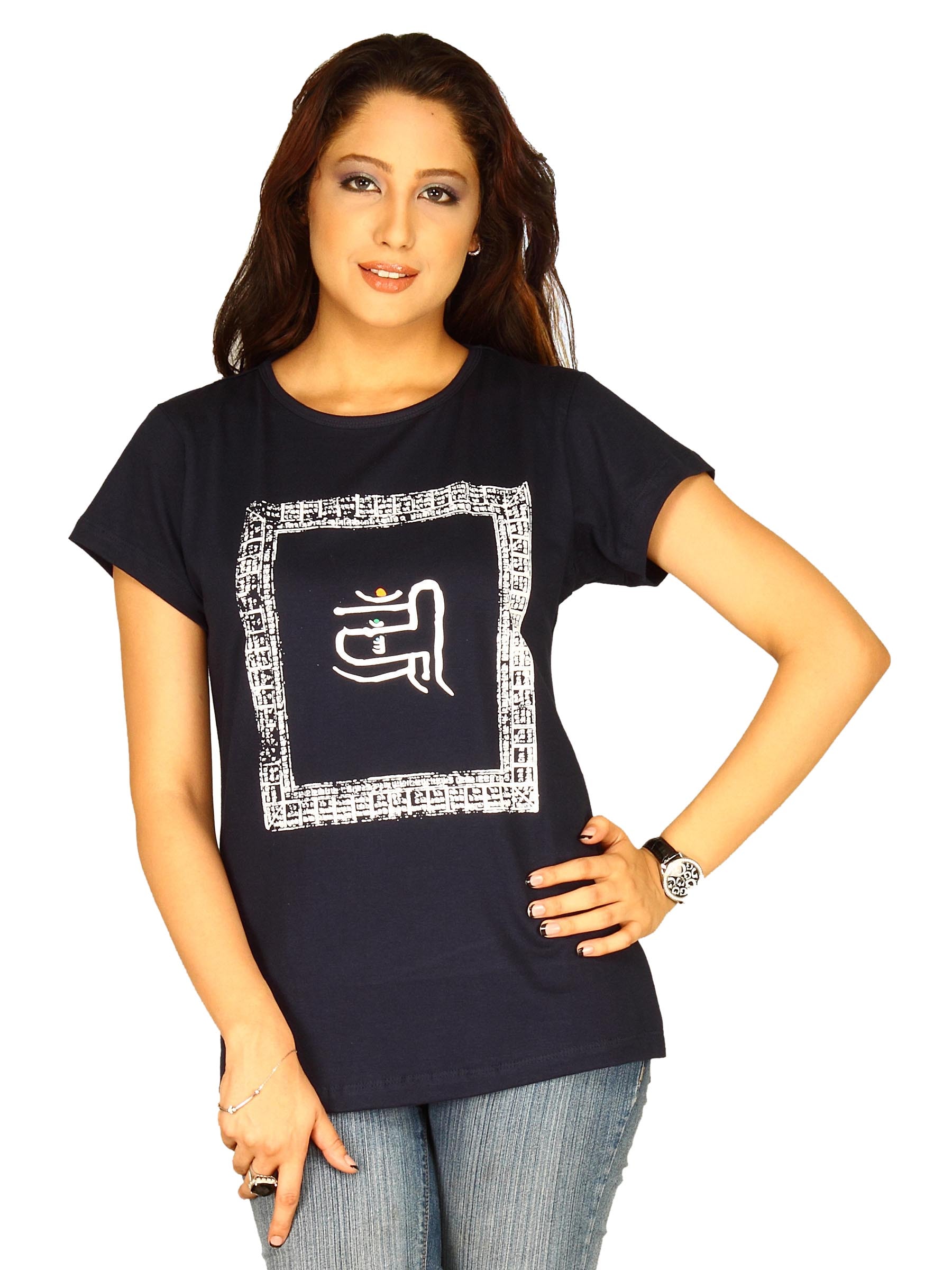 Tantra Women's Shloka Navy Long T-shirt