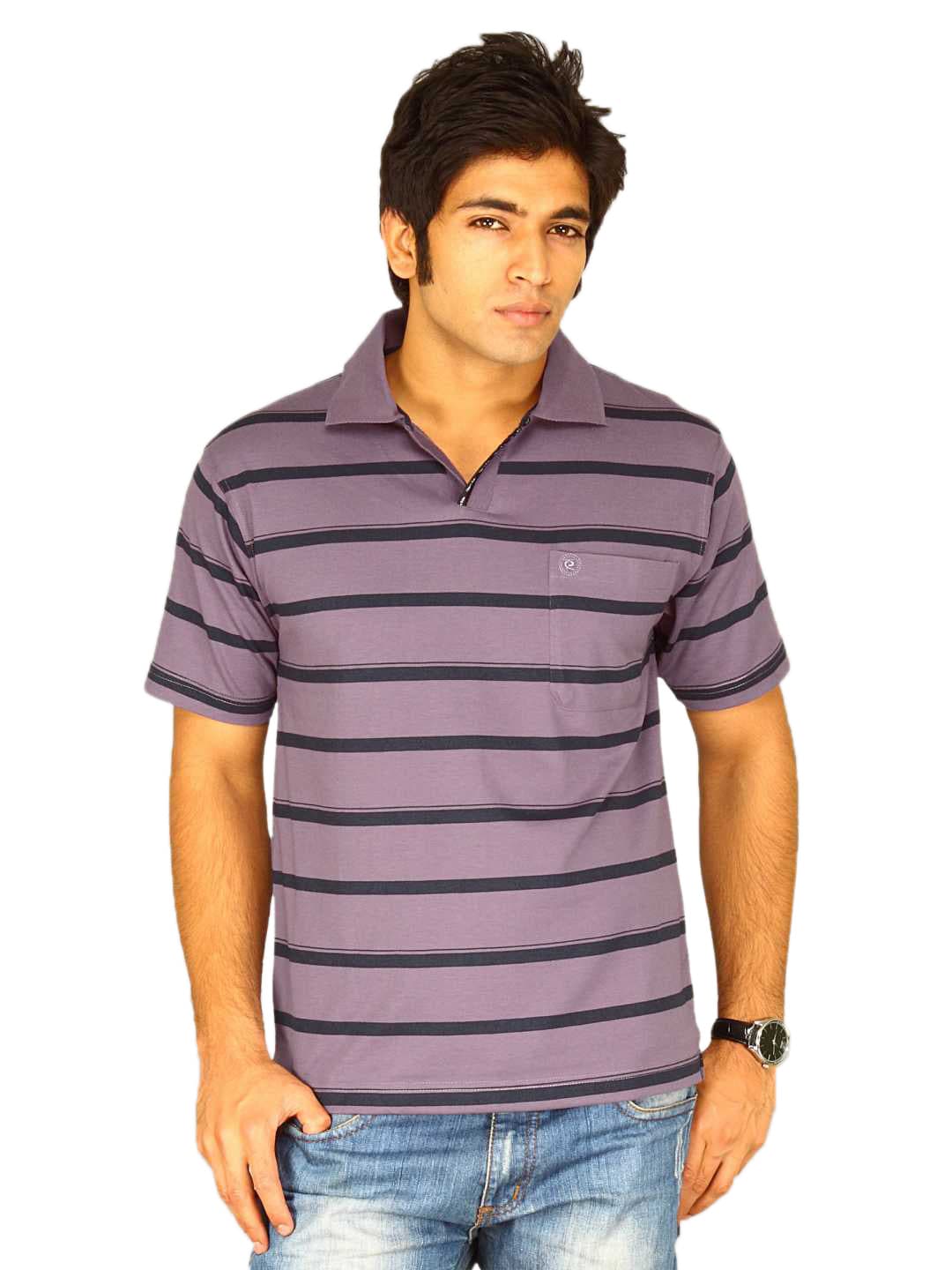 Classic Polo Men's Purple Black Stripe T-shirt