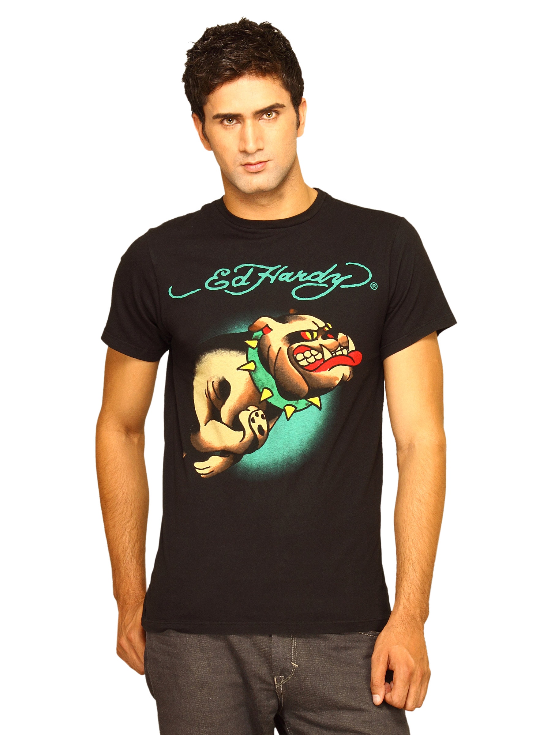 Ed Hardy Men's Black Bull Dog T-shirt