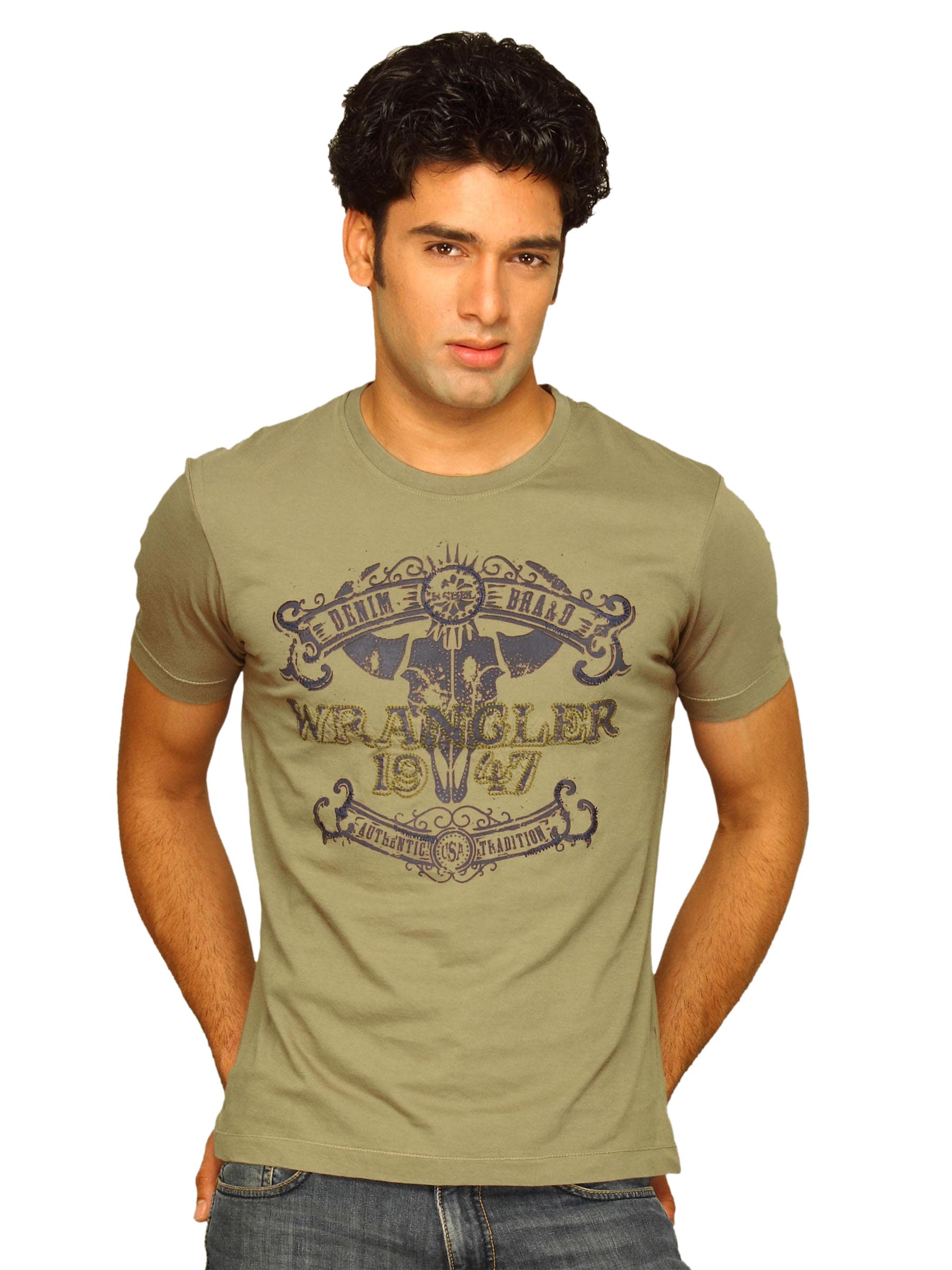 Wrangler Men's Authentic Embro Olive T-shirt