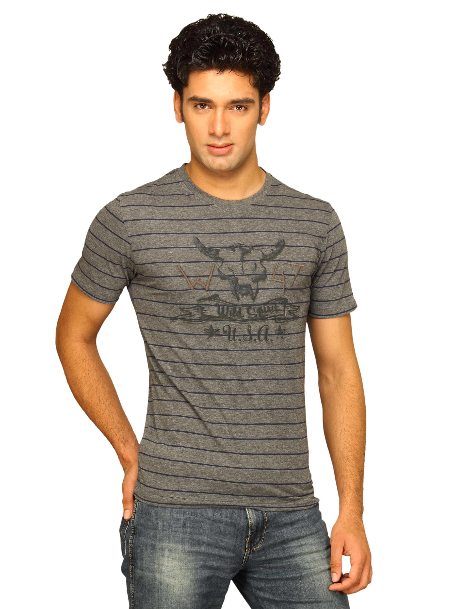 Wrangler Men's Wild Spirit Striper Charcoal T-shirt