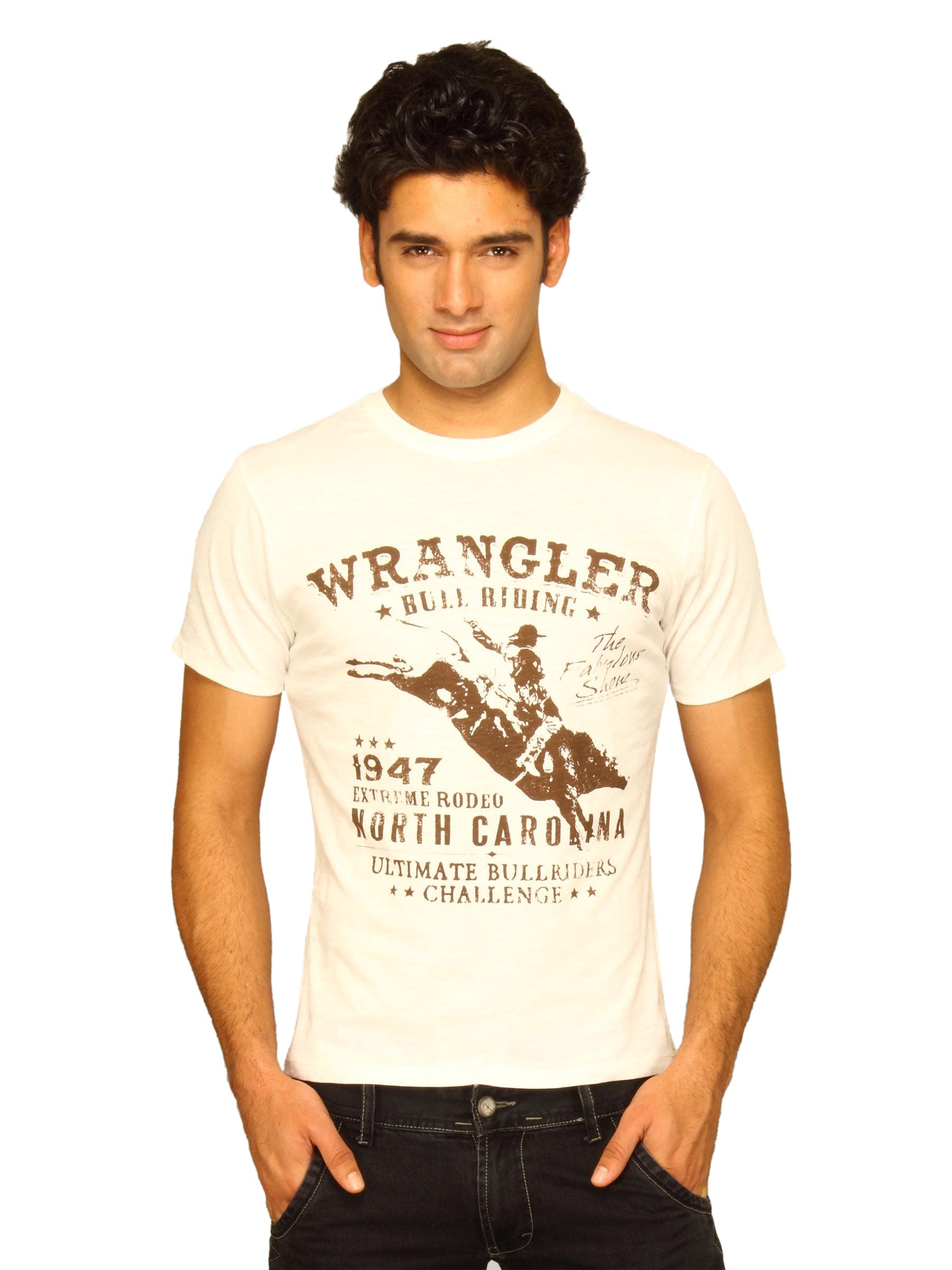 Wrangler Men's Poster Print Slub Offwhite T-shirt