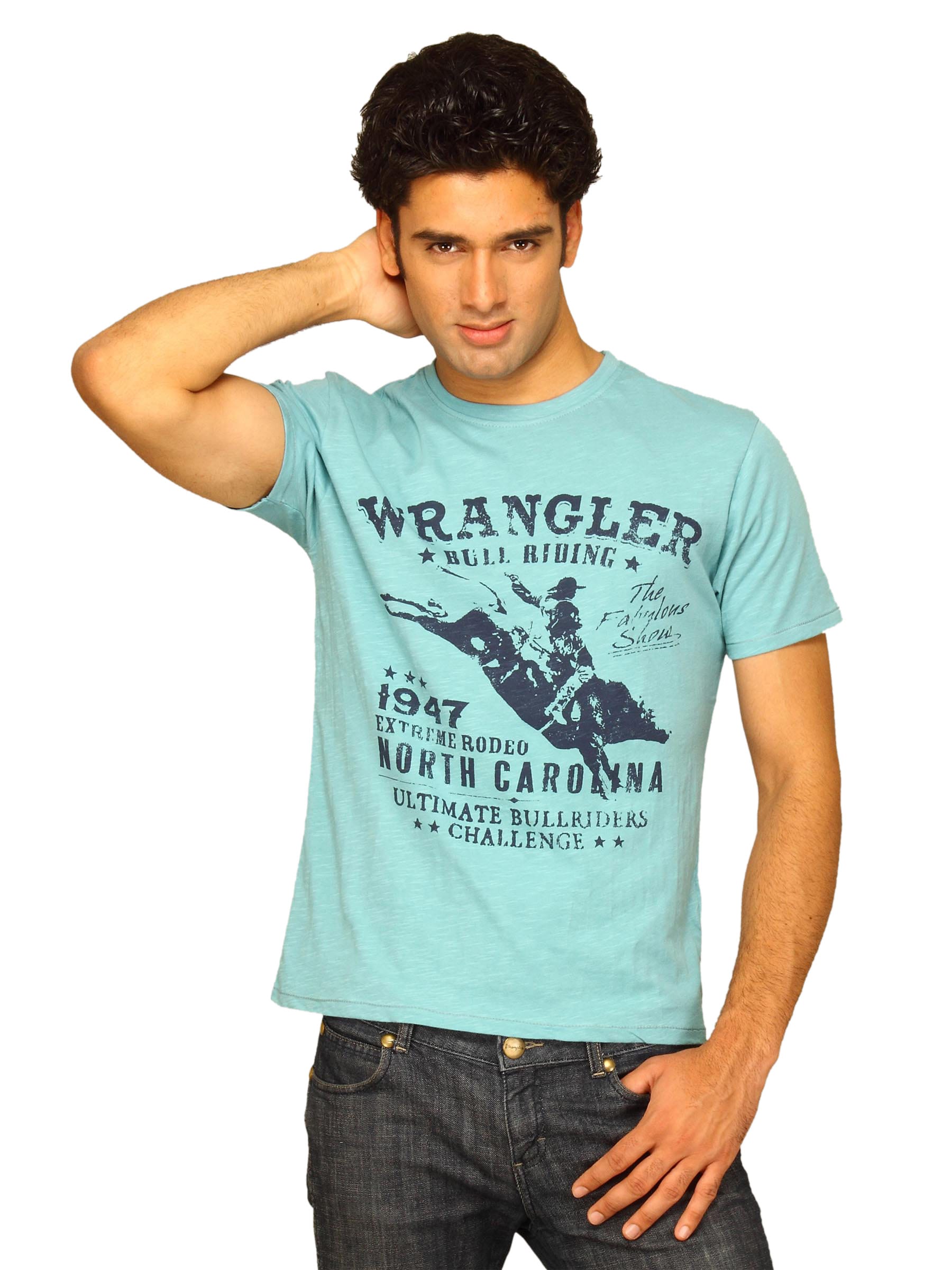 Wrangler Men's Poster Print Slub Blue T-shirt