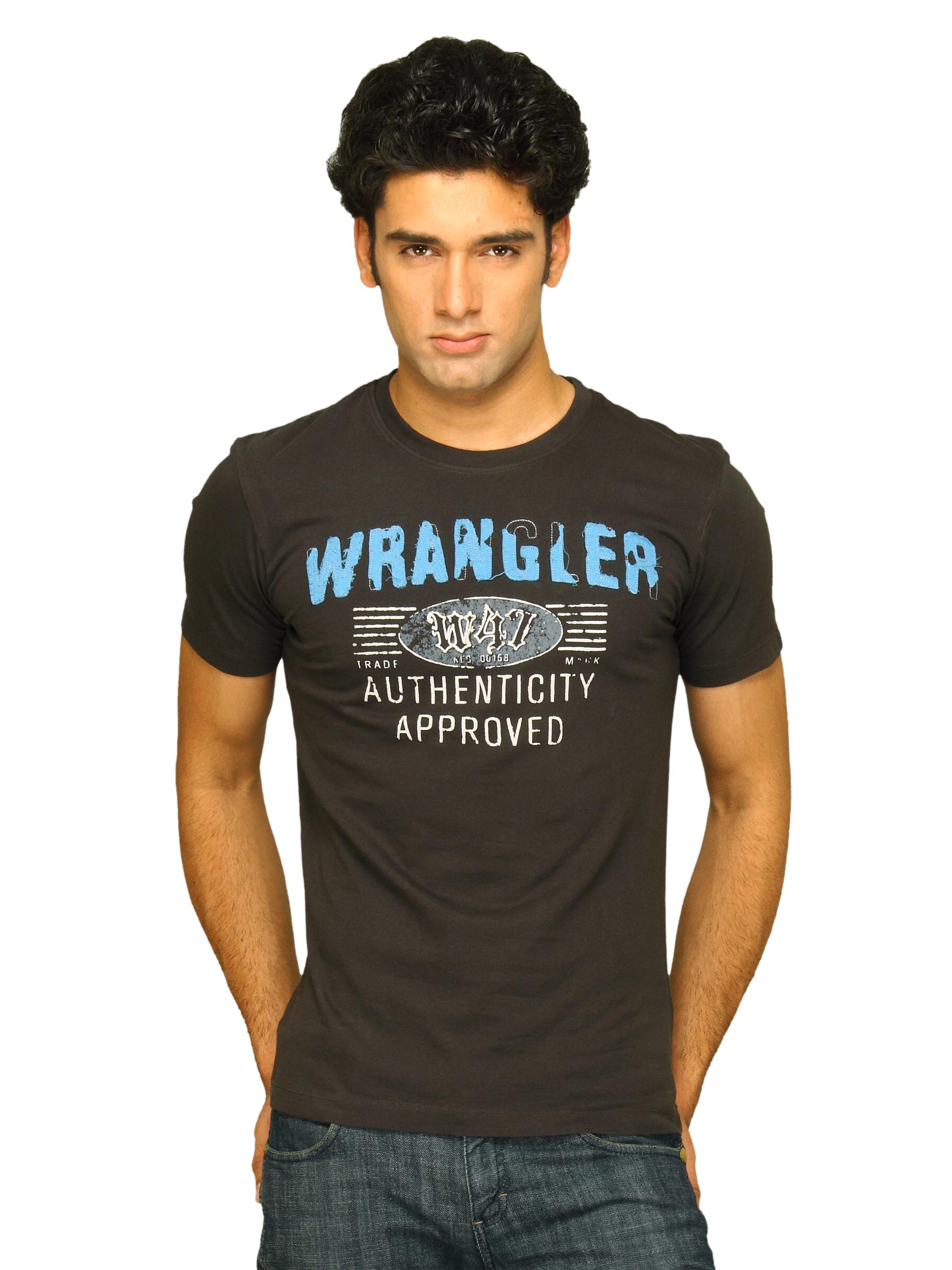 Wrangler Men's Twill Applique Charcoal T-shirt