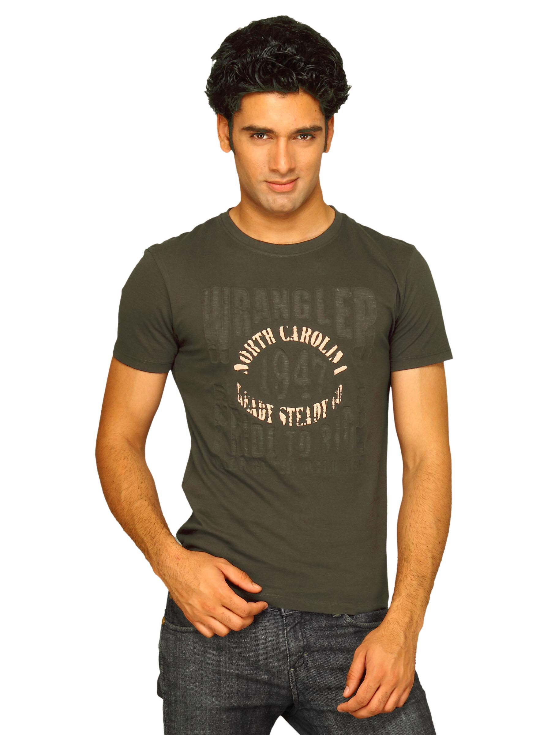 Wrangler Men's Reverse Print Charcoal T-shirt