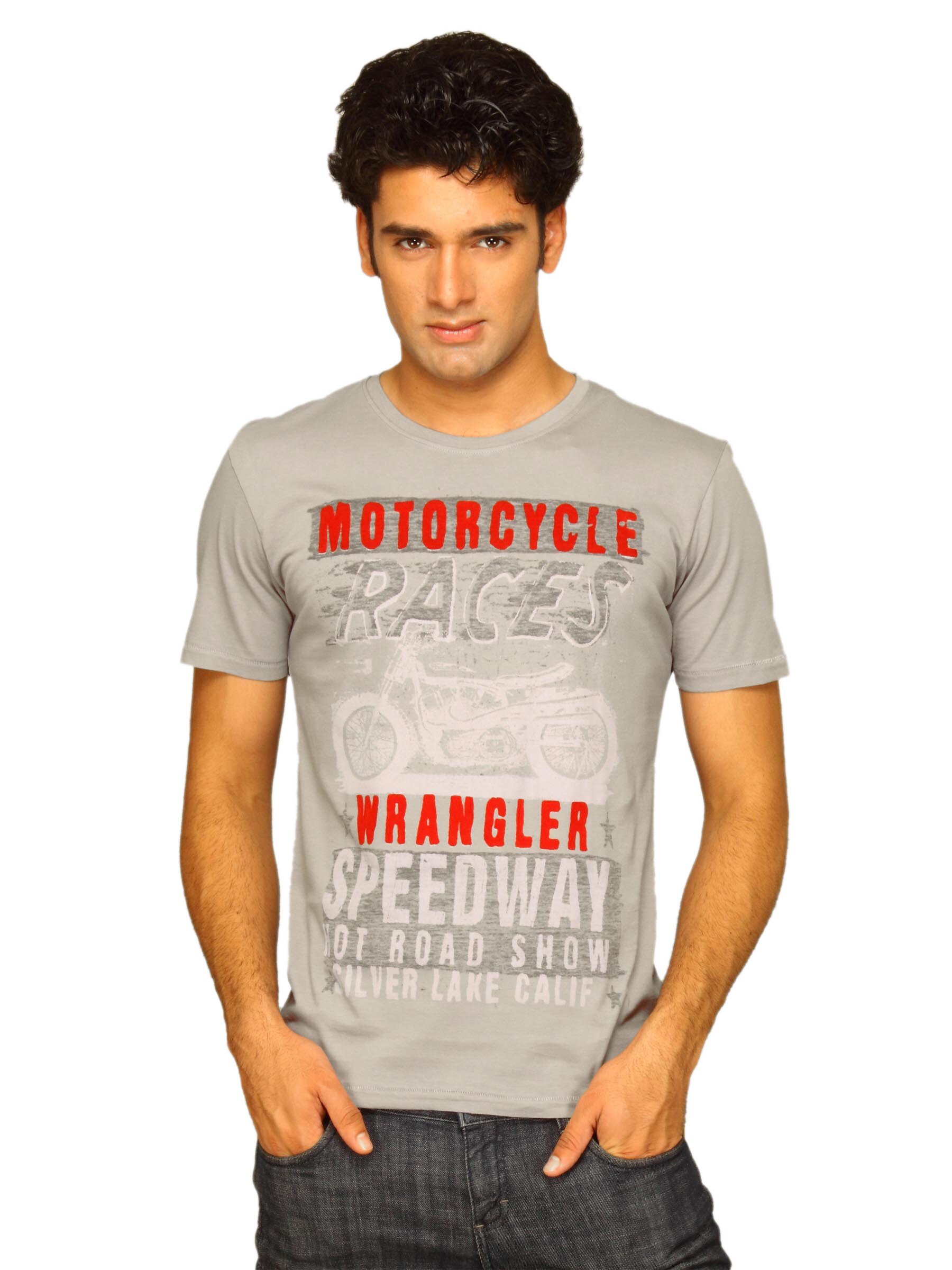 Wrangler Men's Racing Big Print Grey T-shirt