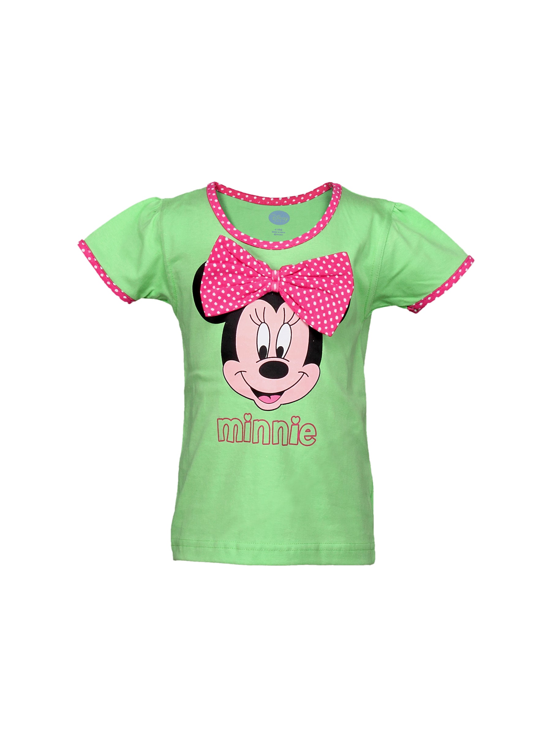 Disney Kids Girl's Green Minnie Top With Pink Bow Kidswear