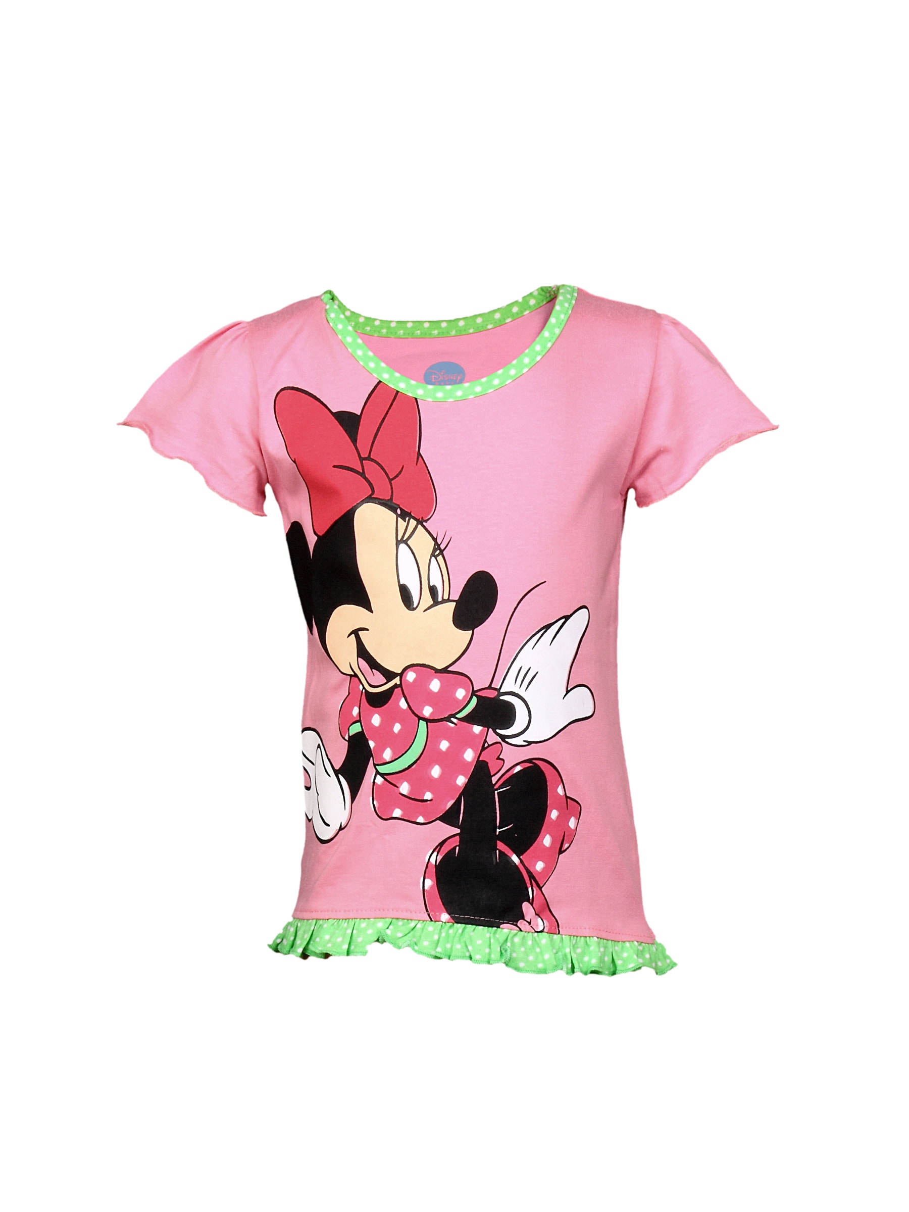 Disney Kids Girl's Pink Minnie With Green Lace Kidswear