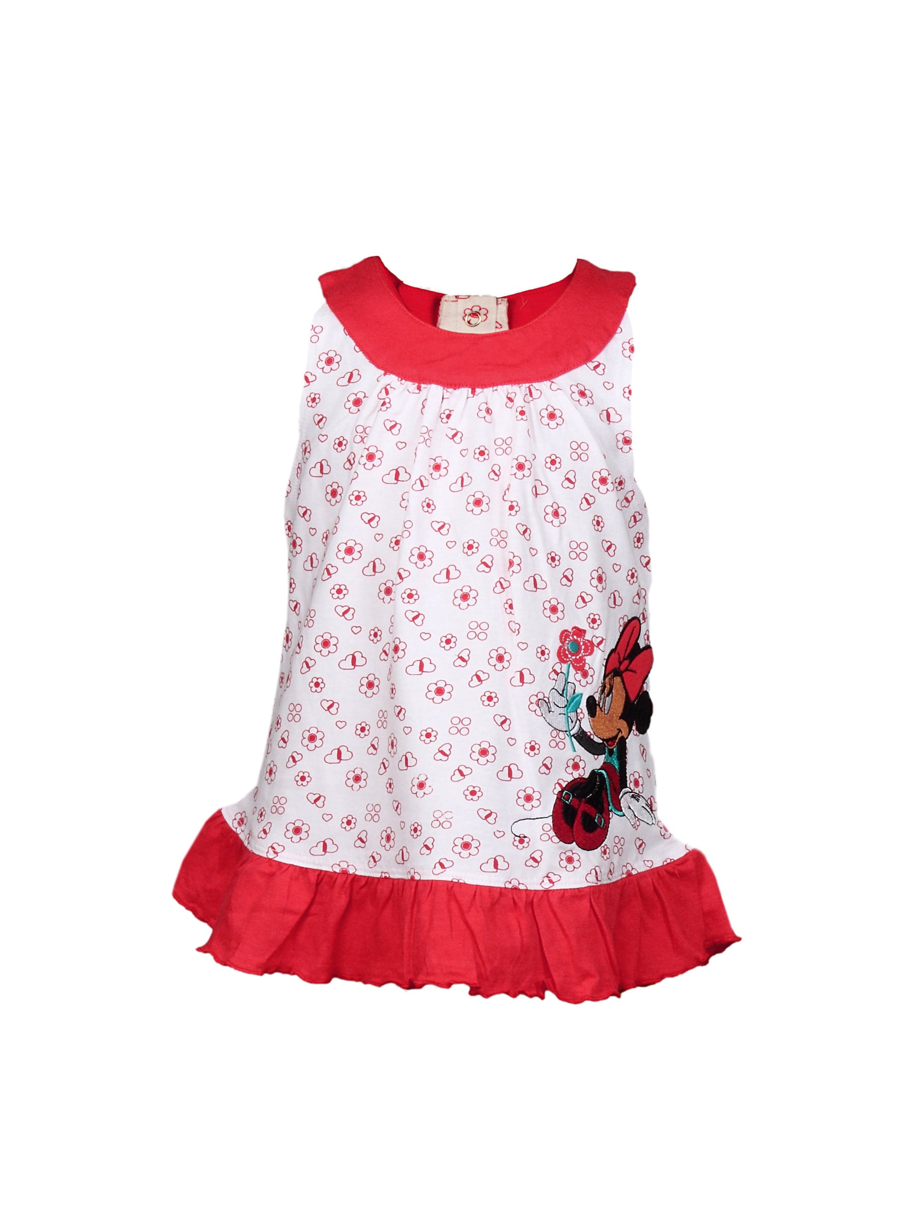 Disney Kids Girl's Red And White Minnie Flower Kidswear
